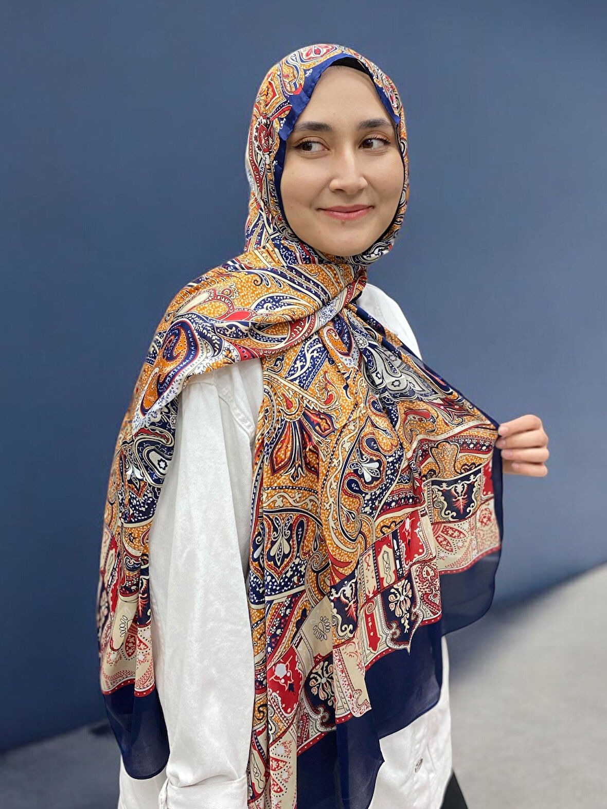 ARMANDA ETHNIC VUAL ŞAL - LACİVERT - 4456-11