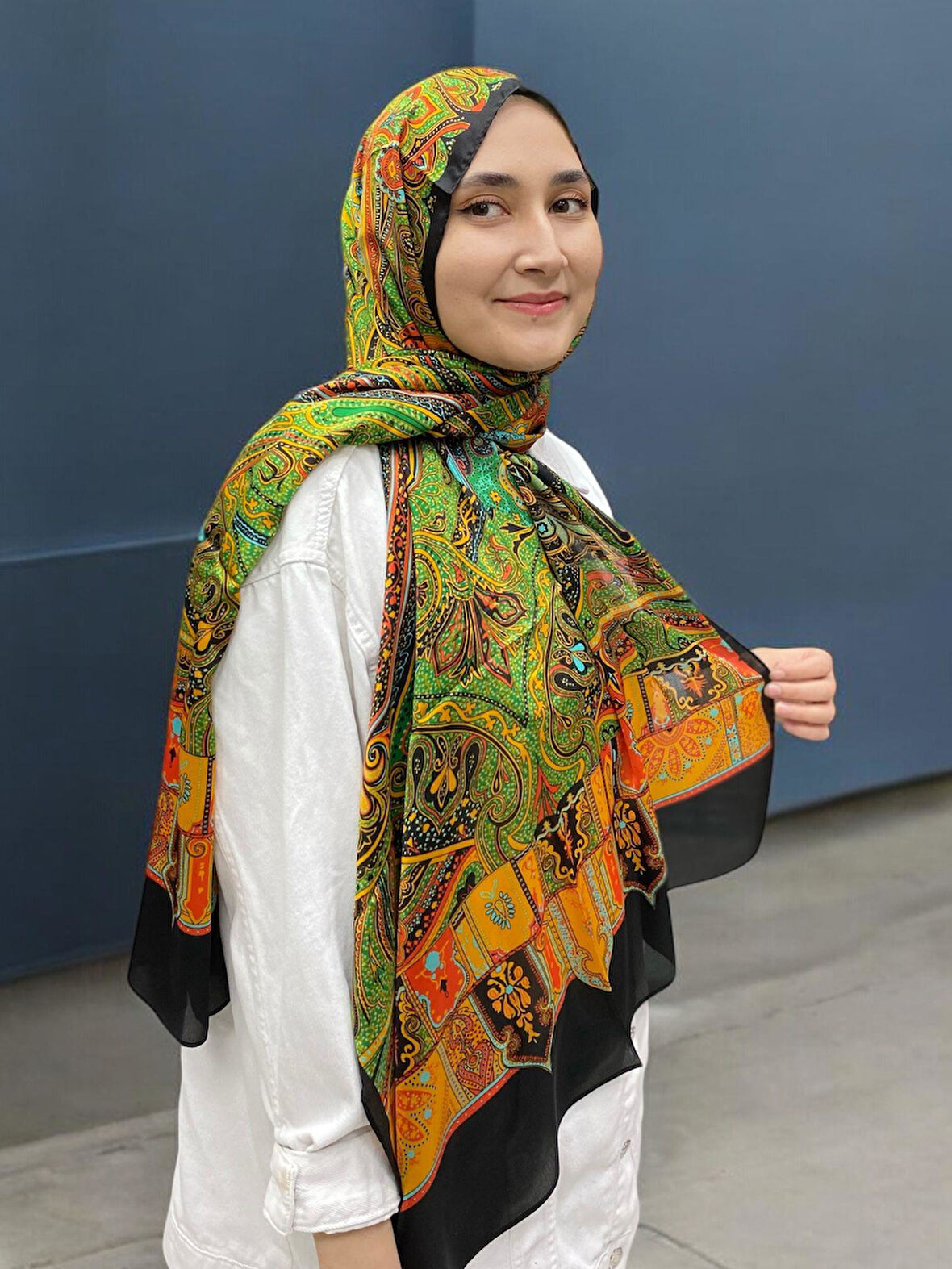 ARMANDA ETHNIC VUAL ŞAL - LACİVERT - 4456-17