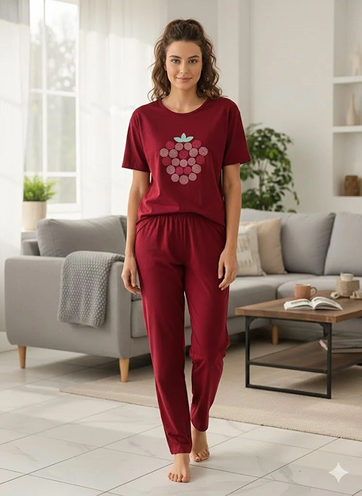 KADIN BORDO SWEET LİTTLE PRİNCES PİJAMA TAKIMI