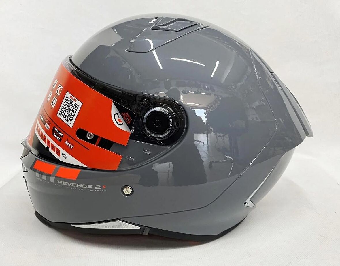 MT Kask Mt Revenge 2 S A12 Motosiklet Kaskı Parlak Gri L