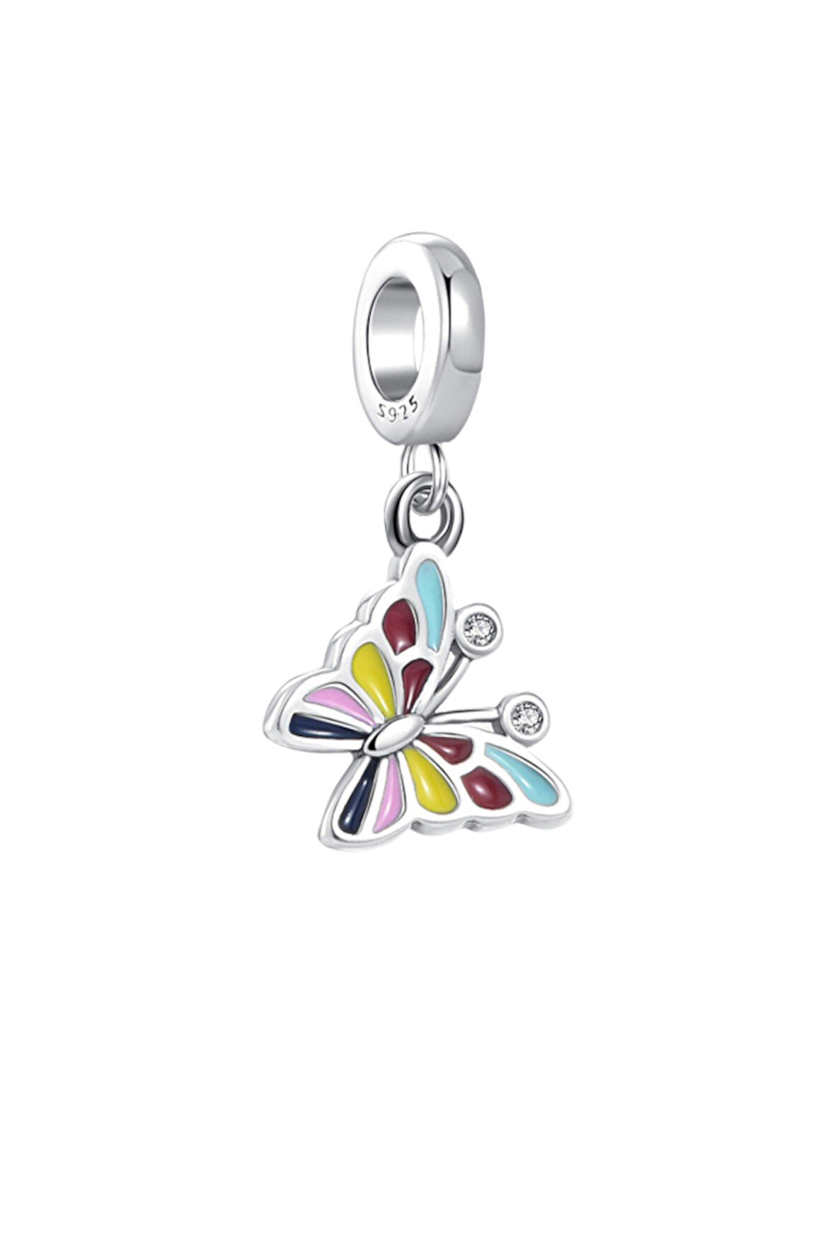 Çok Renkli Kelebek Charm | 925 Ayar Gümüş