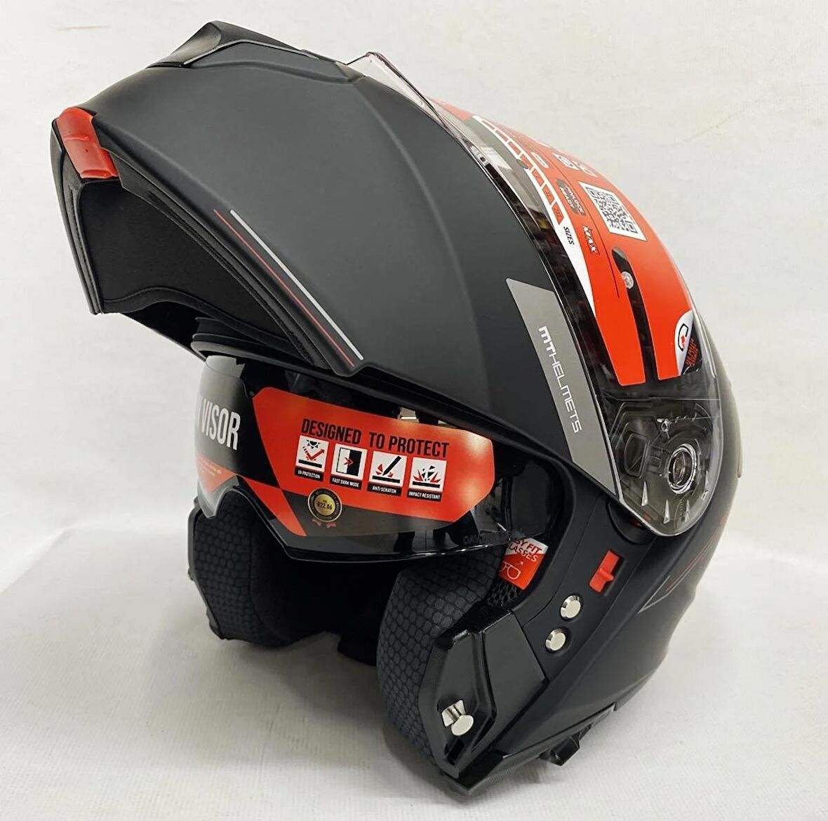 Mt Genesis A1 Güneş VizörlüÇene Açılır Motosiklet Kaskı Mat Siyah L