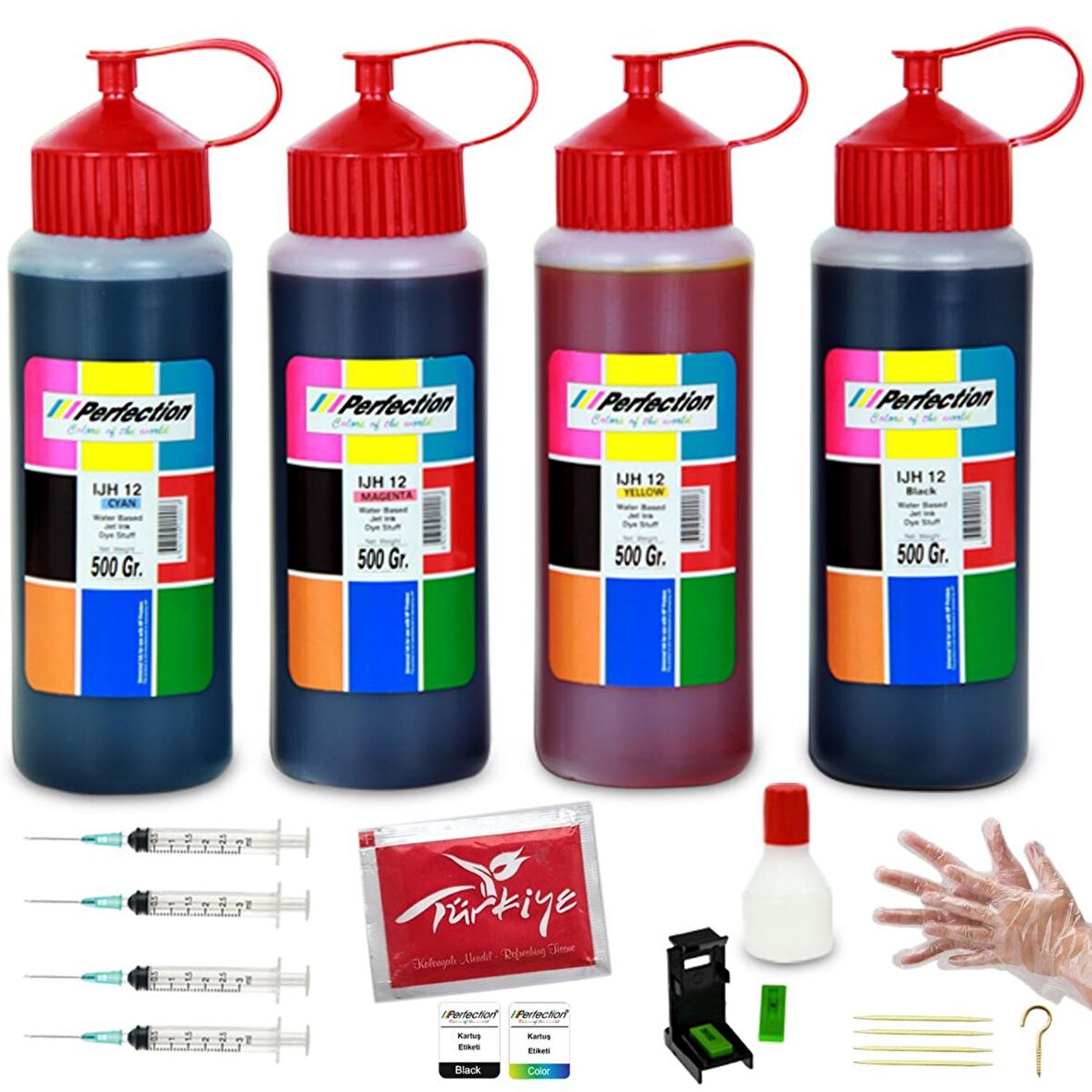 HP 304 Siyah ve Renkli Kartuş Uyumlu Dolum Takımı 4X500 ML