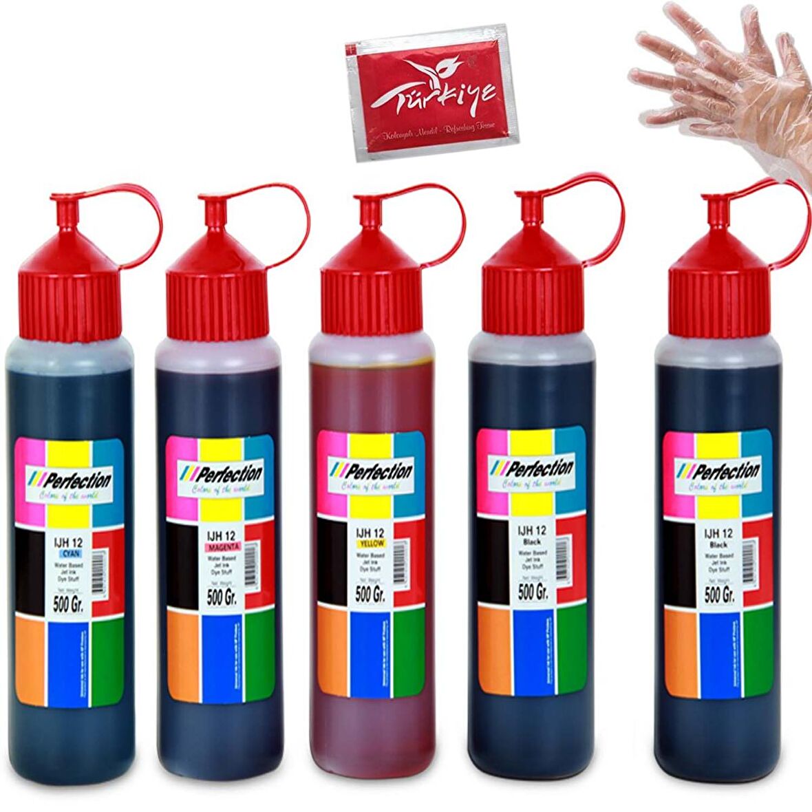 Perfection Canon Pi̇xma E4240/E414/E484/E3340 Yazıcı Uyumlu MürekkepSeti̇ 5 x 500 ML