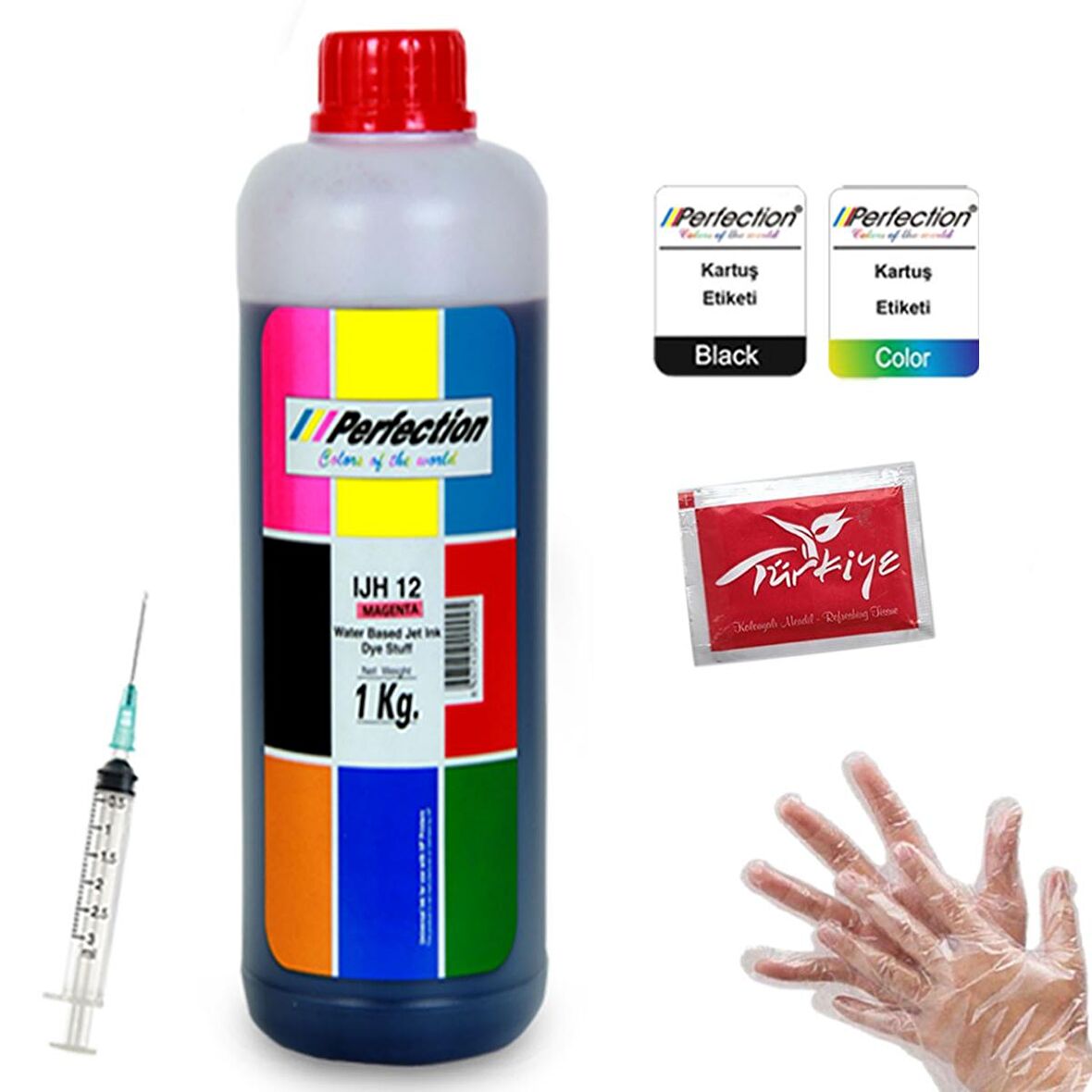 Perfection Canon Pi̇xma E4240/E414/E484/E3340 Yazıcı Uyumlu Mürekkep Magenta 1 L