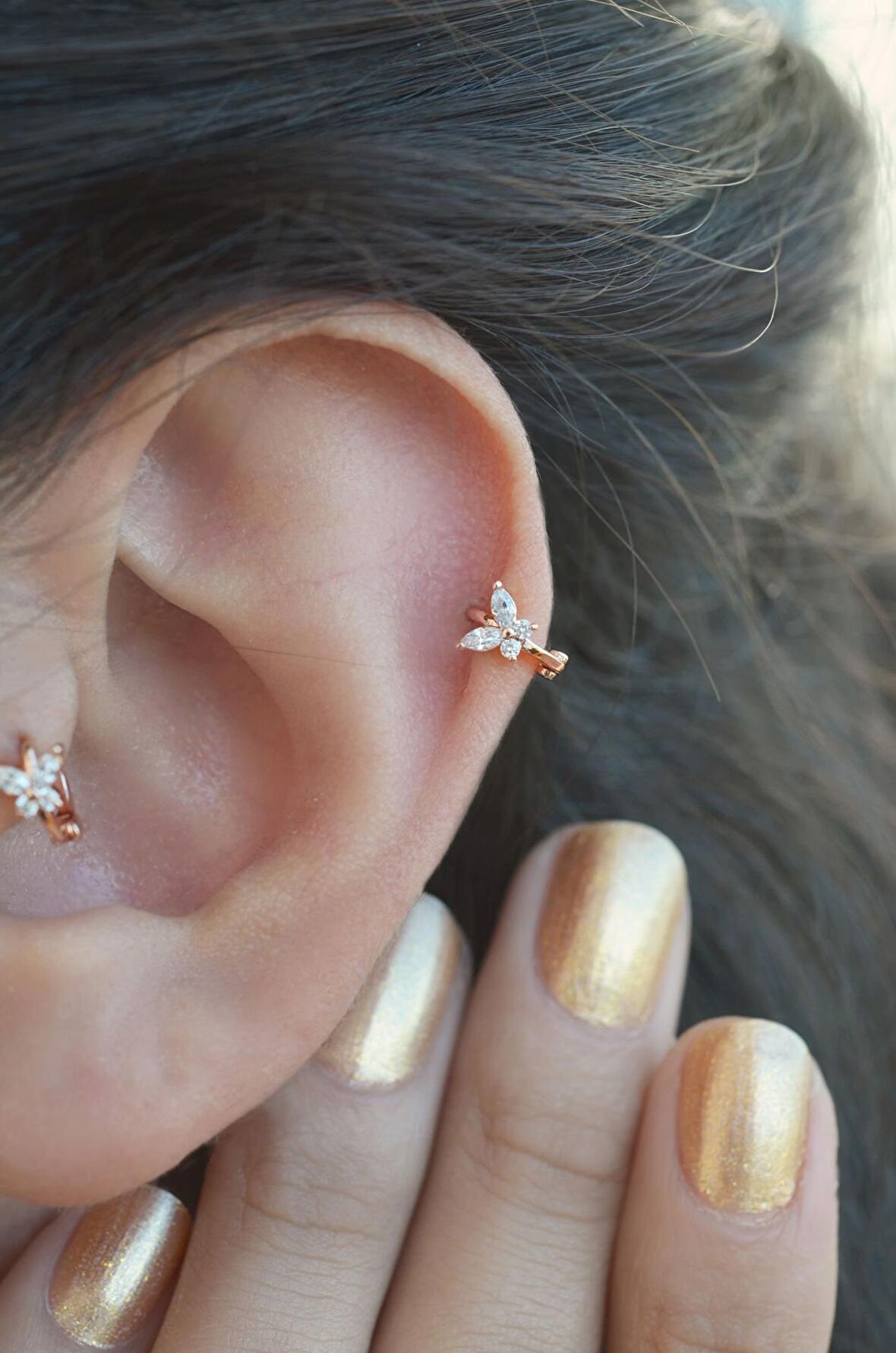 Rose Mini Kelebek Tragus Piercing