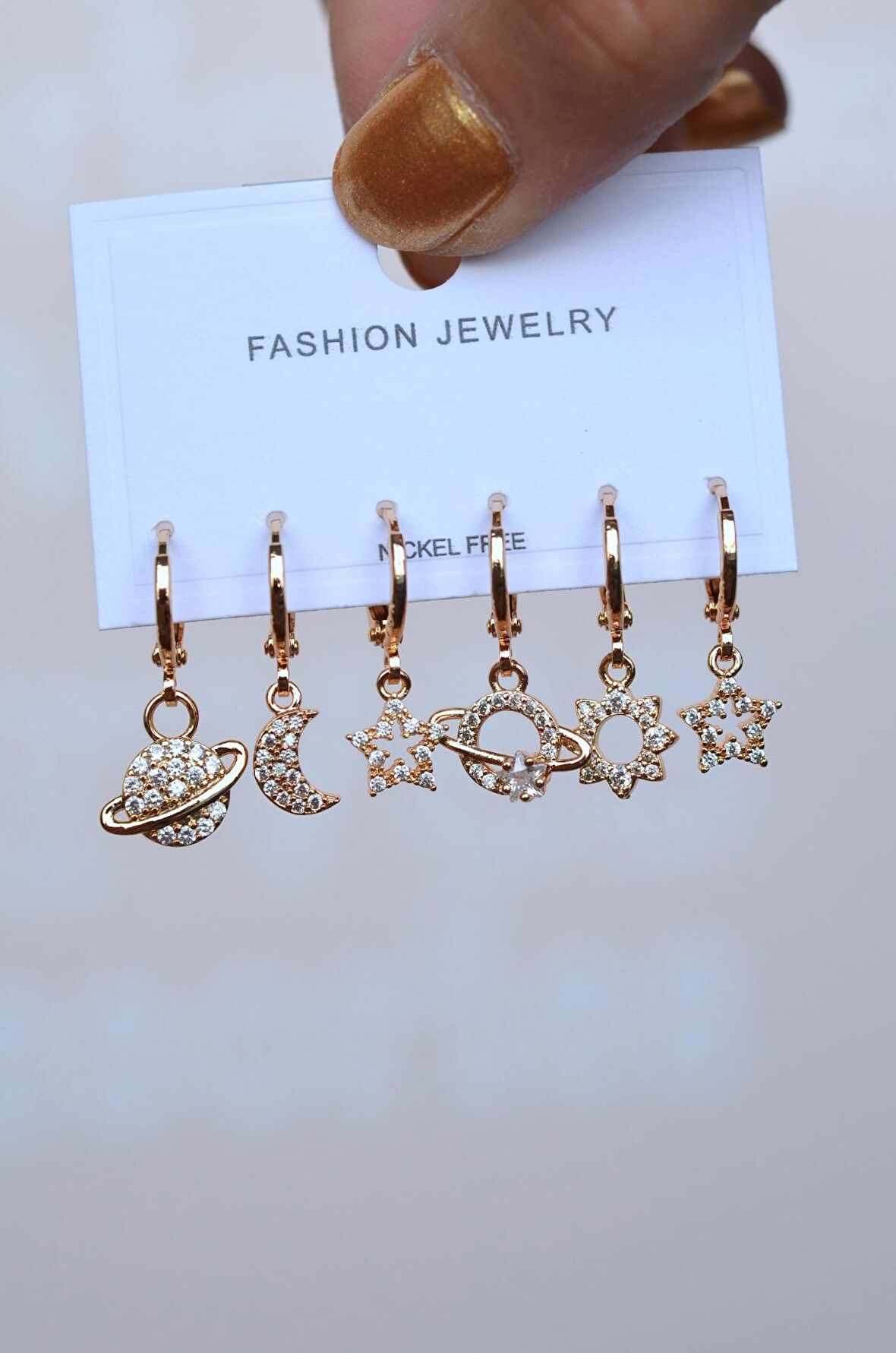 Gezegen Yıldız Ay Güneş Galaksi Küpe Seti 6 Parça