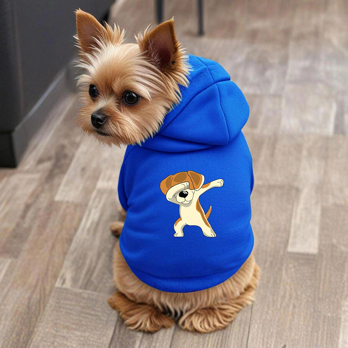 Mavi Naruto Baskili ici polarli Köpek Kıyafeti Sweatshirt