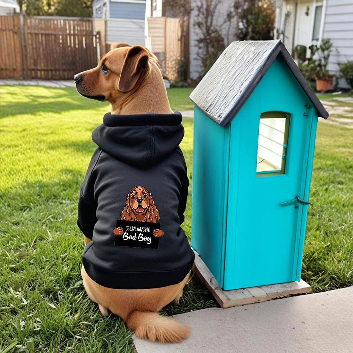 Siyah Wanted cocker ici polarli Köpek Kıyafeti Sweatshirt