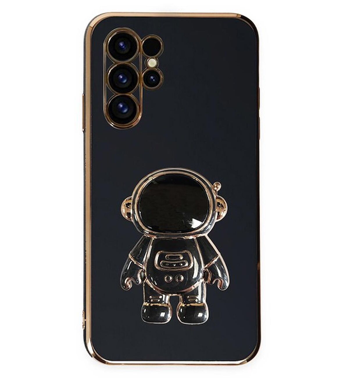 Gpack Samsung Galaxy S23 Ultra Kılıf Kamera Korumalı Astronot Desenli Standlı Silikon