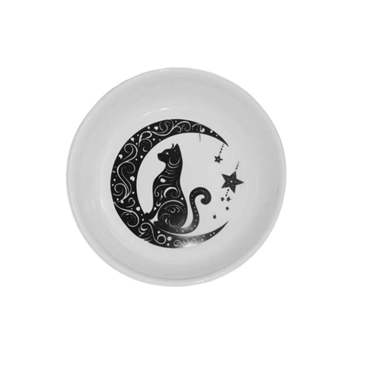 Raccoon Ay Ve Kedi Figürlü Seramik Mama ve Su Kabı 250 Ml