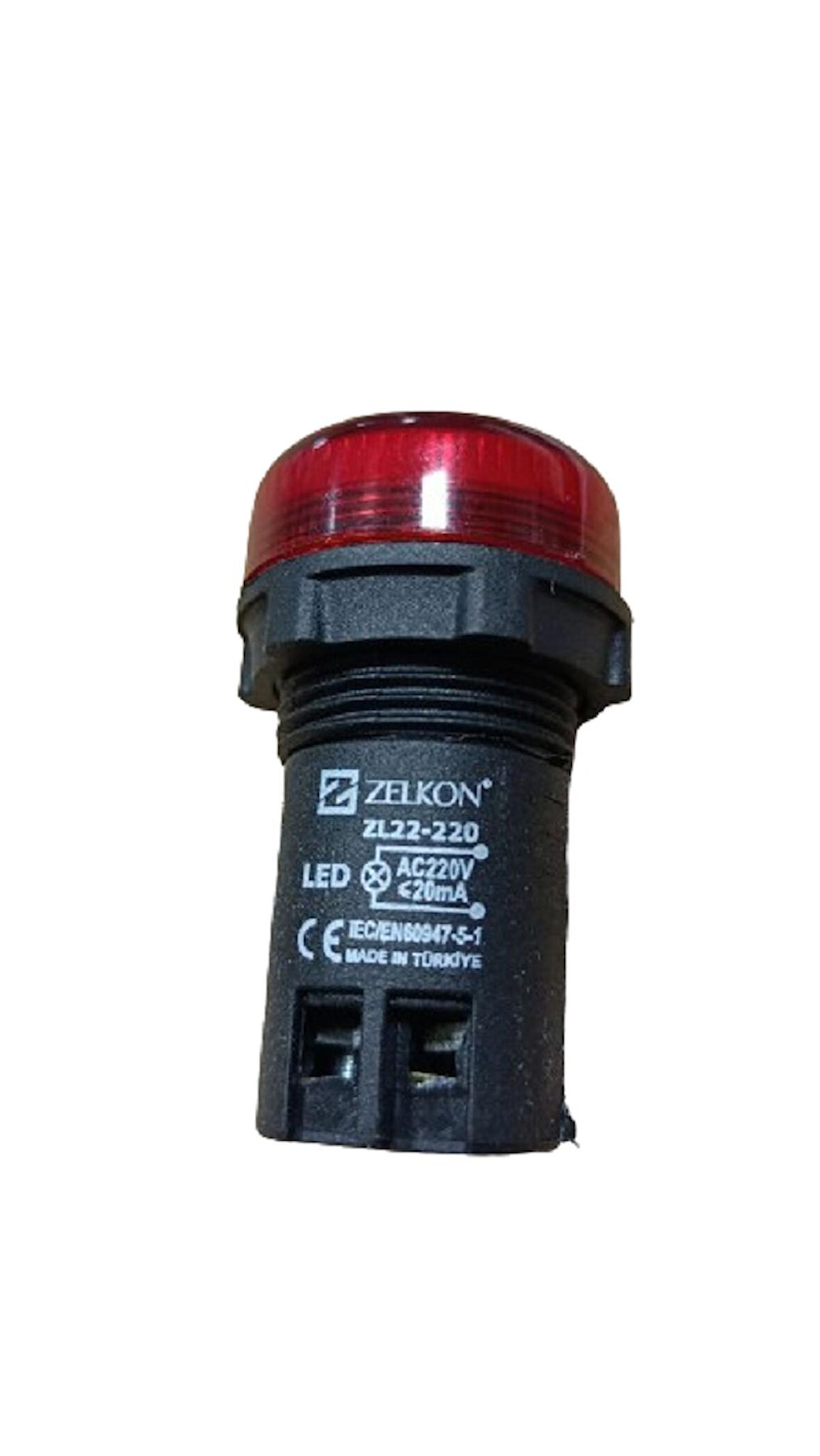 22mm Ledli Sinyal Armatürü 220VAC-DC (15)(KIRMIZI)