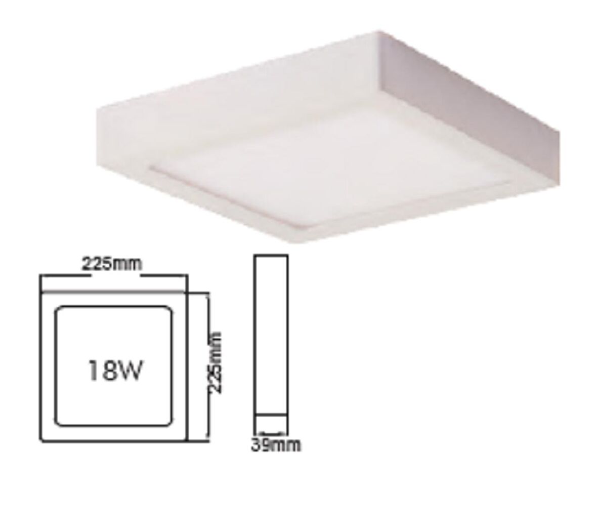 18W BEYAZ SIVA ÜSTÜ KARE LED PANEL 6000K (20 AD)