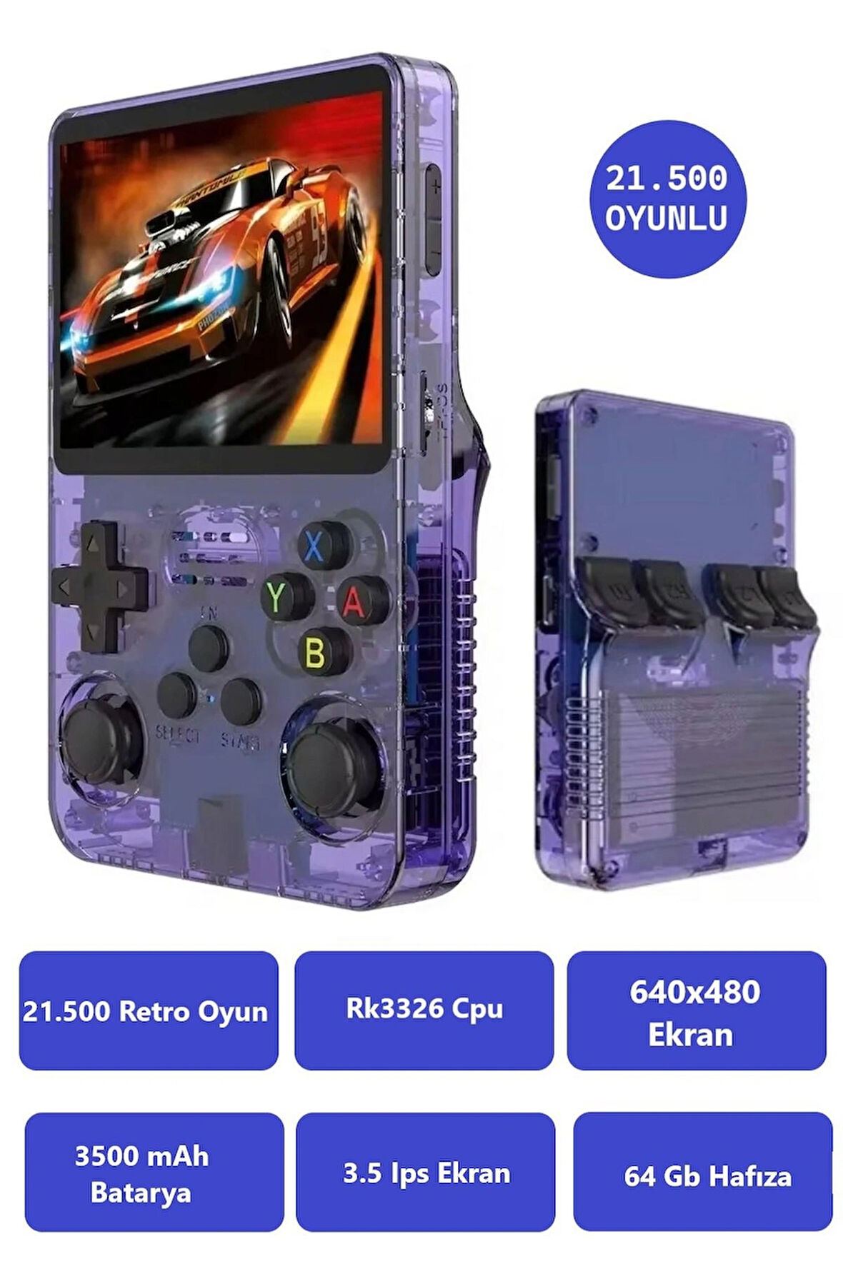 R36S Ips EKRAN/21.500 OYUN/3.500MAH/64GB Hafıza/3.5 Inç Ekran/retro Atari Gampad Oyun Konsolu