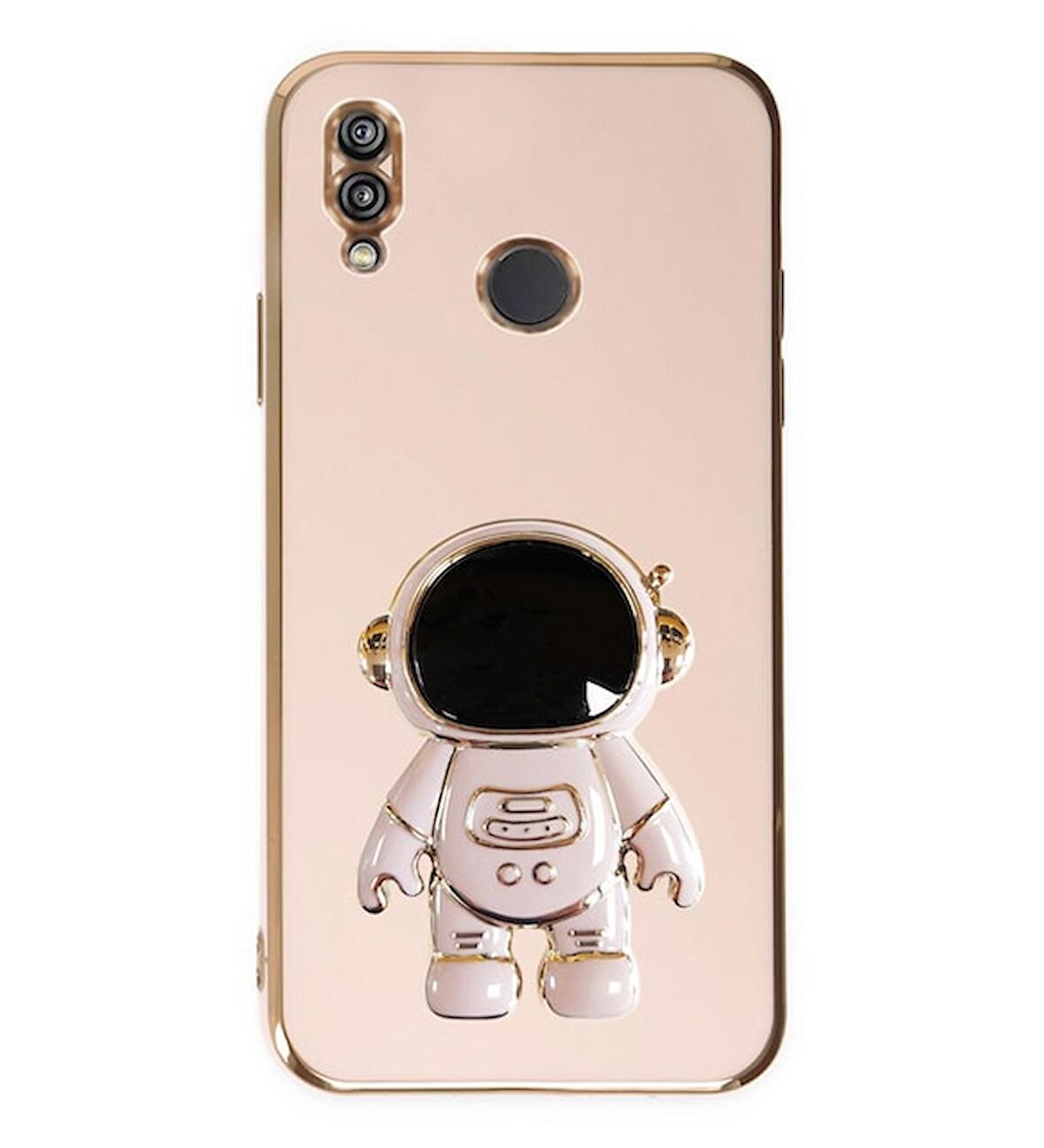 Gpack Huawei Y6 2019 Kılıf Kamera Korumalı Astronot Desenli Standlı Silikon