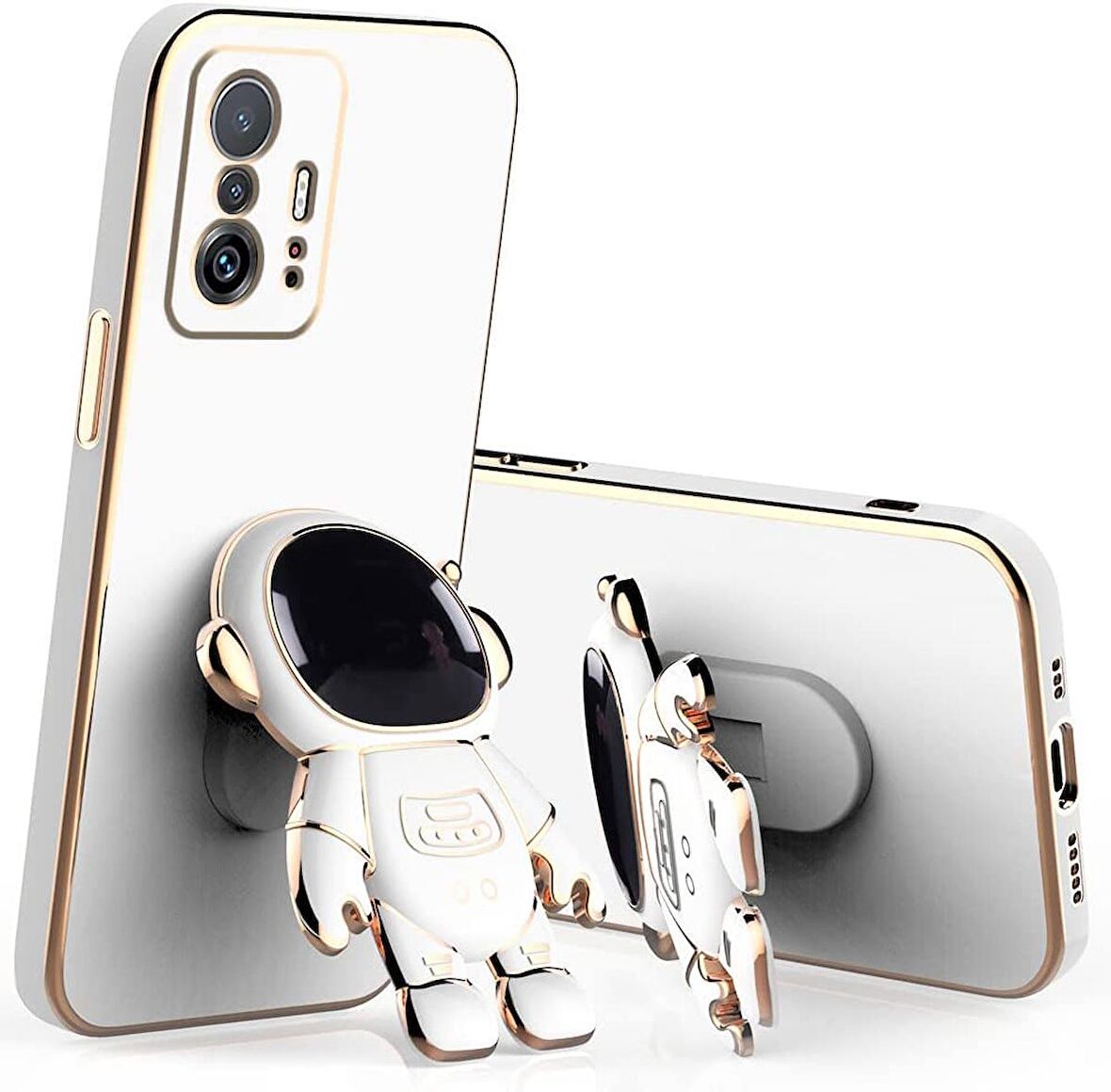 Gpack Xiaomi Mi 11T 5G Kılıf Kamera Korumalı Astronot Desenli Standlı Silikon