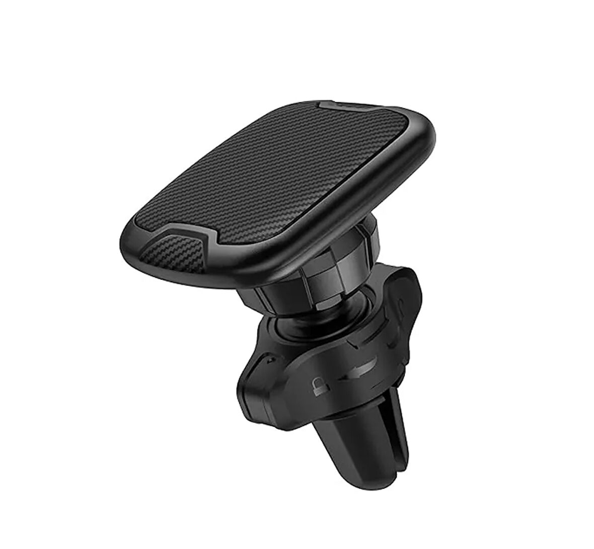 Manyetik Havalandırma Telefon Tutucu (Kompakt+Siyah Karbon Fiber Tasarım+Güvenli Kilitleme özellik)