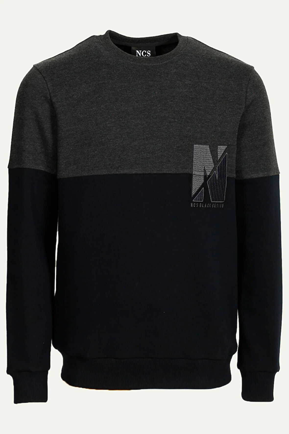 Antramelanj Erkek Bisiklet Yaka Logo Nakışlı 3 İplik Çift Renk Sweatshirt NCS JEANS 1624