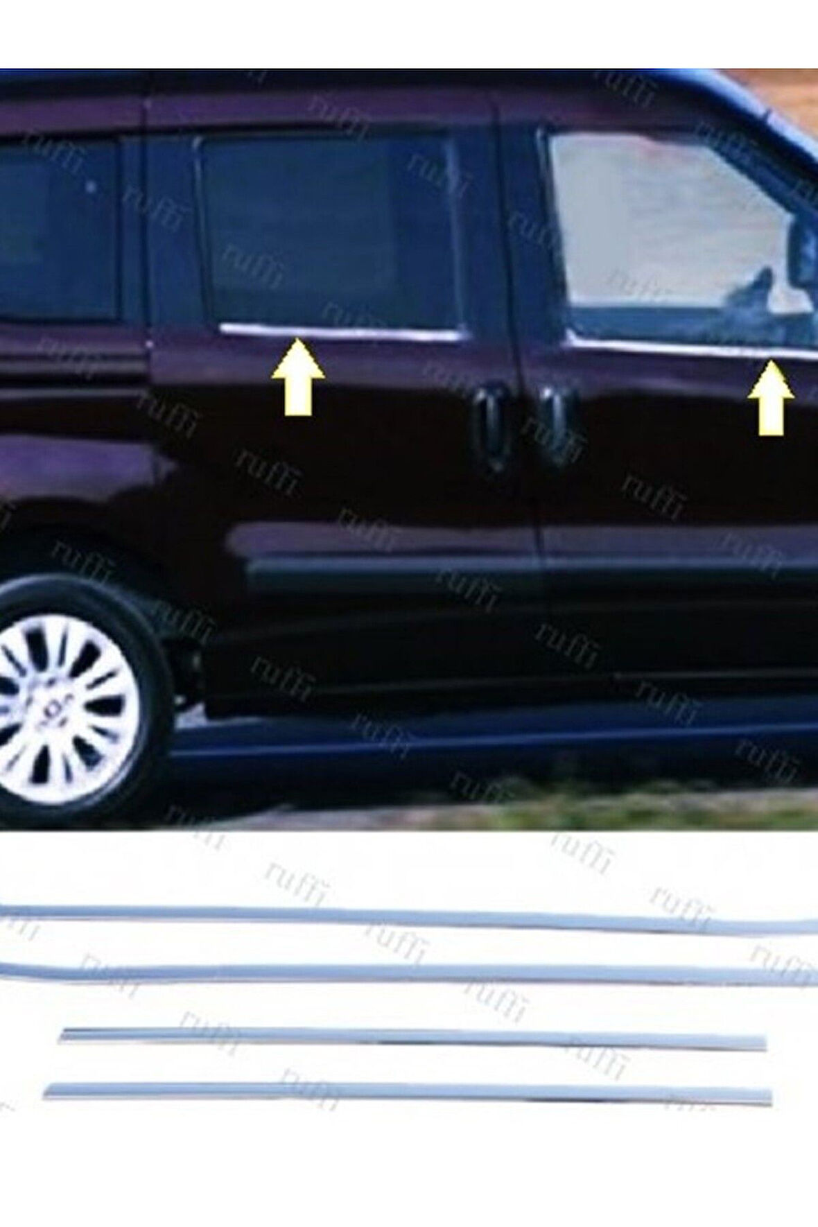 FİAT DOBLO 2010-2015 MODEL ARASI KROM CAM ÇITASI 4 PARÇA PASLANMAZ ÇELİK