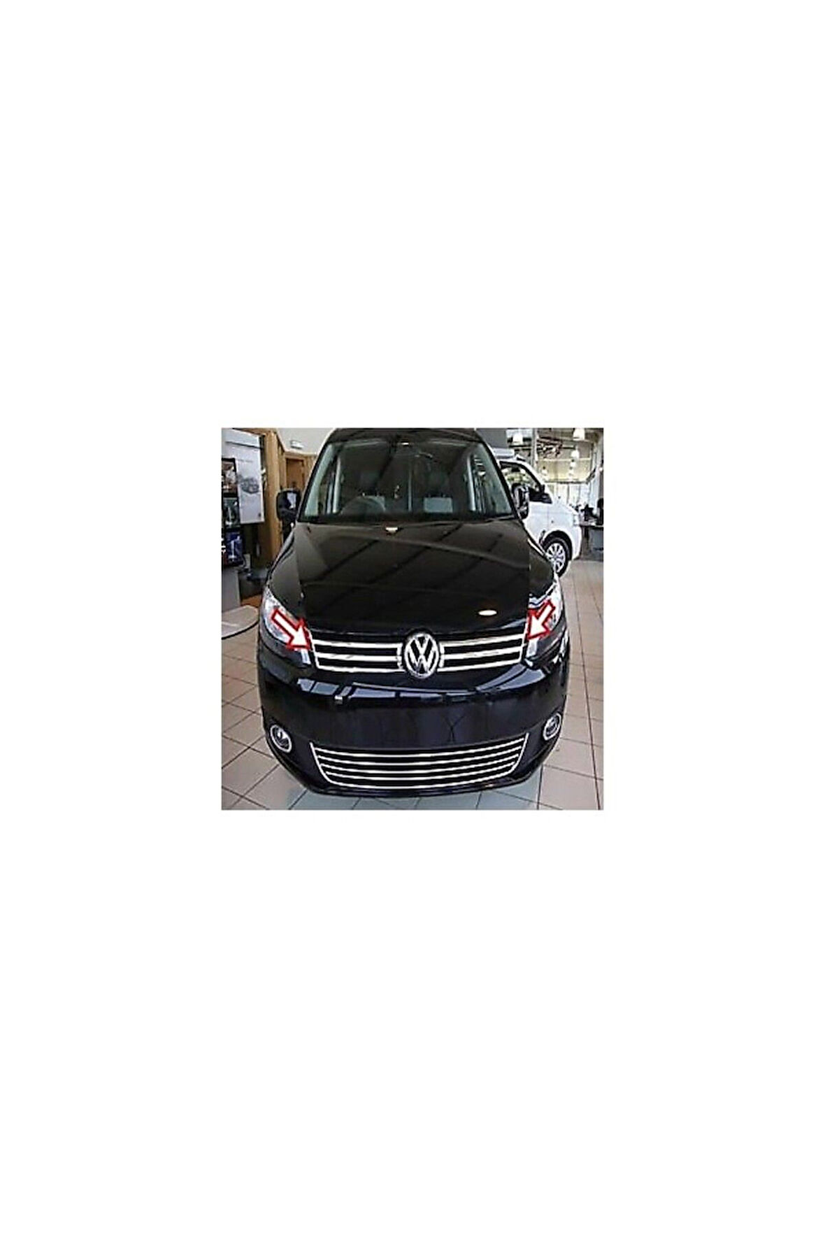 VW CADDY 2010-2014 MODEL ARASI KROM ÖN PANJUR 2 PARÇA PASLANMAZ ÇELİK