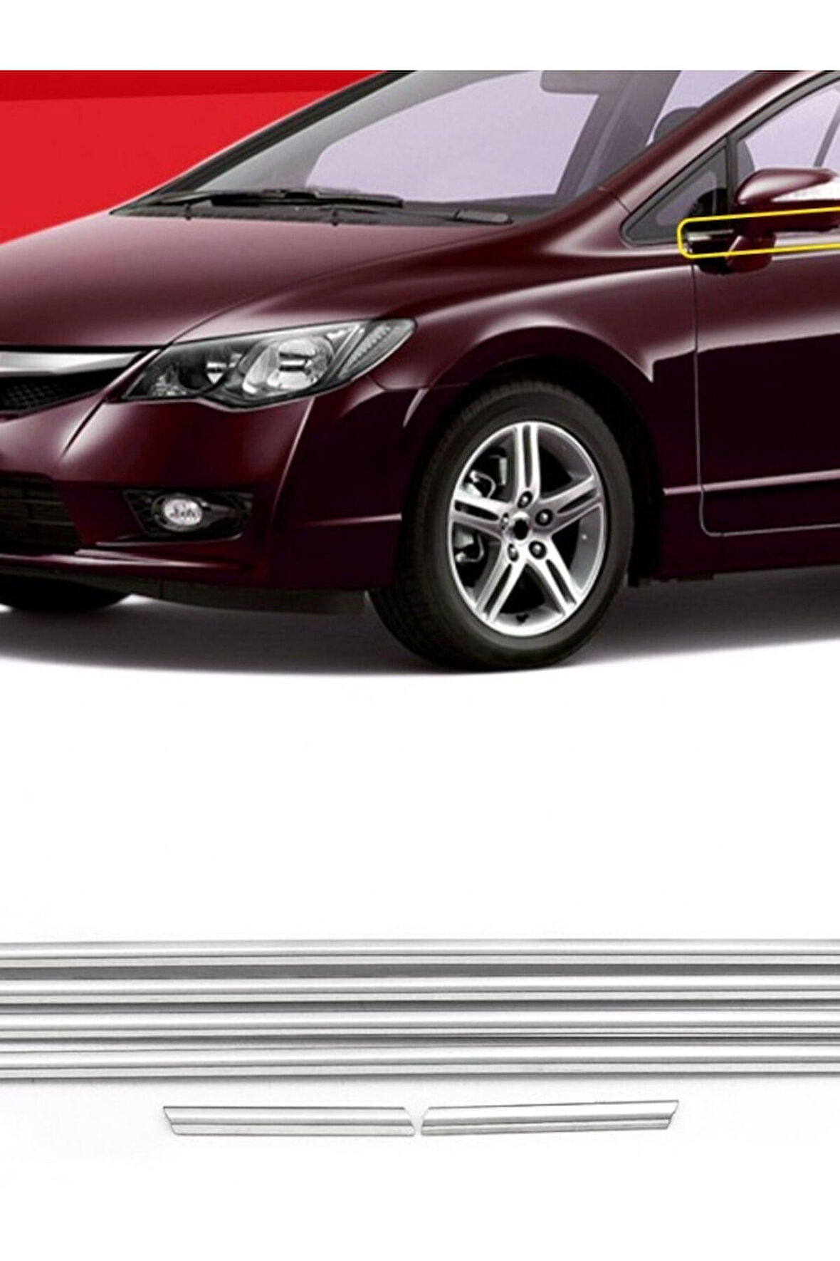HONDA CIVIC FD6 2006-2011 MODELLER ARASI KROM CAM ÇITASI 6 PARÇA PASLANMAZ ÇELİK