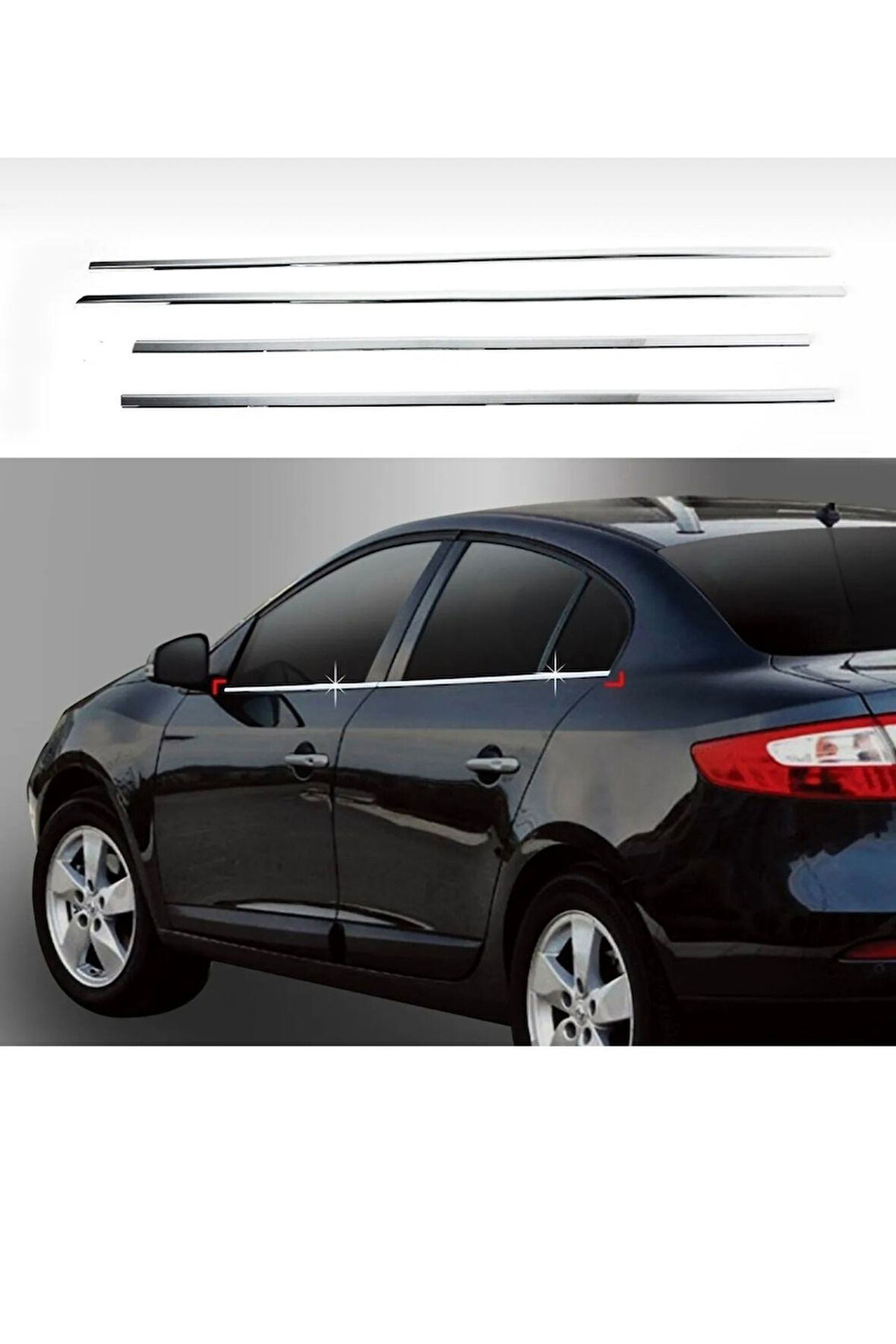 RENAULT FLUENCE 2010-2016 MODELLER ARASI KROM CAM ÇITASI 4 PARÇA PASLANMAZ ÇELİK