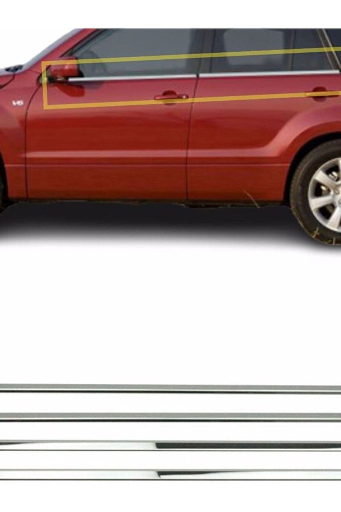 SUZUKİ VİTARA 2007-2015 MODELLER ARASI KROM CAM ÇITASI 4 PARÇA PASLANMAZ ÇELİK