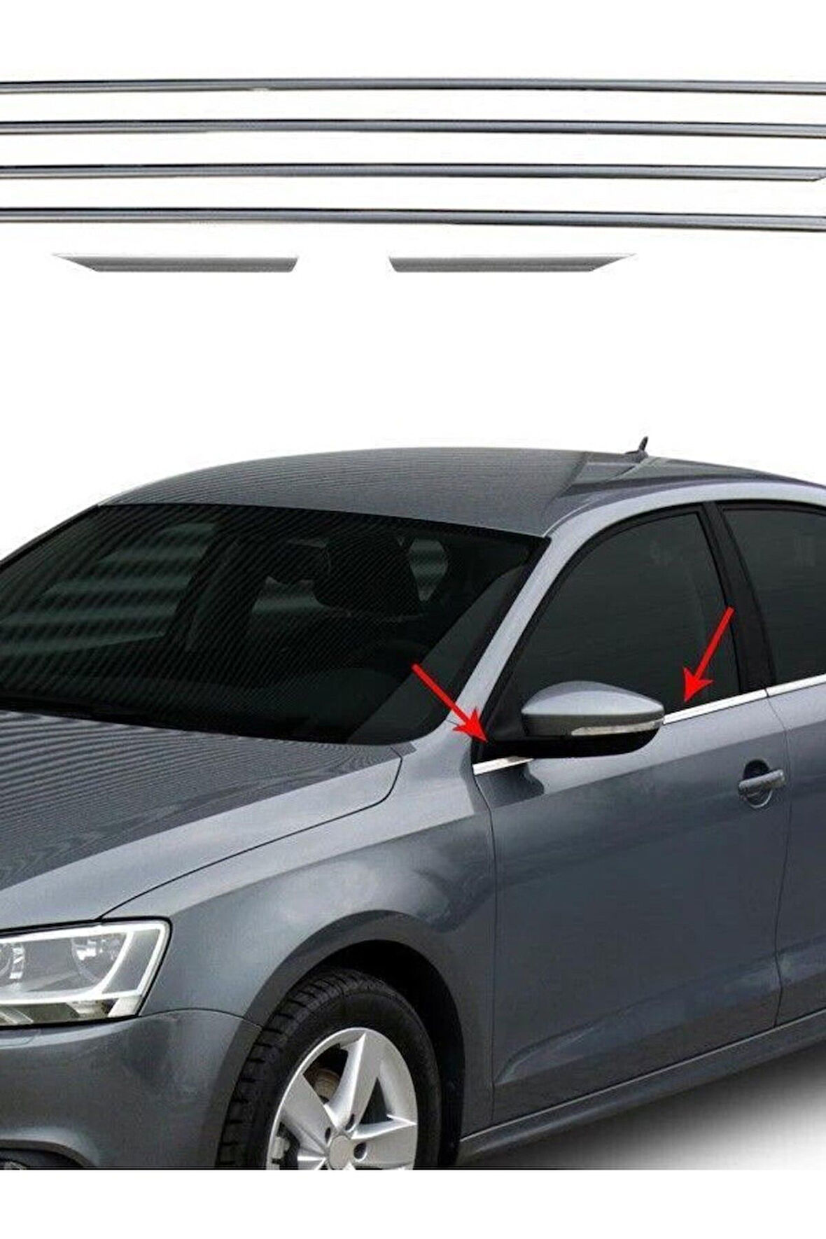 VW JETTA 2011-2023 MODELLER ARASI KROM CAM ÇITASI 6 PARÇA PASLANMAZ ÇELİK