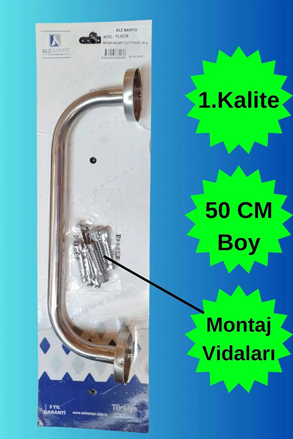 50 Cm Tutunma Barı Tutamak Wc Banyo Duş Klozet Küvet Yanı Kullanım Için .