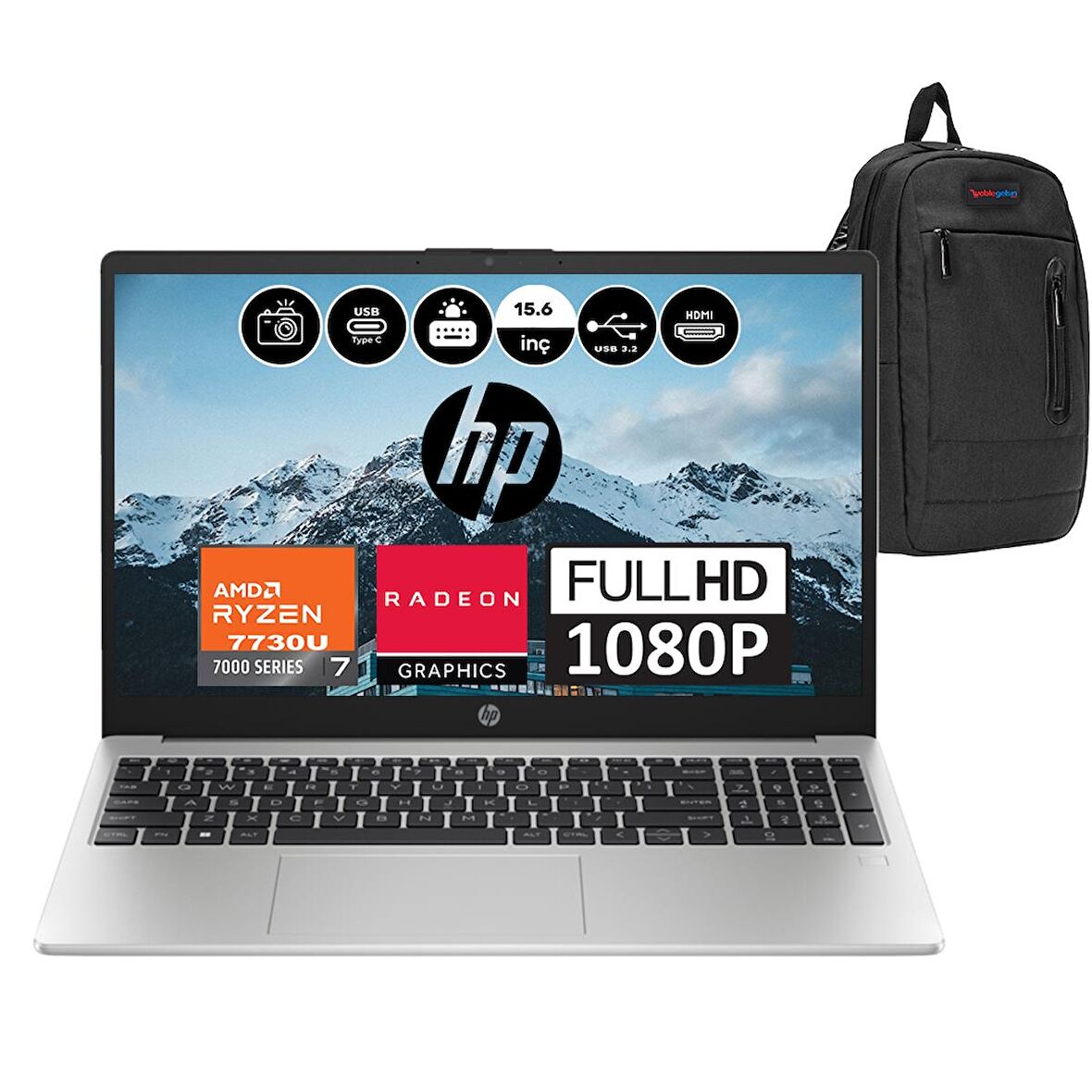 Hp 255 G10 AMD Ryzen 7 7730U 32GB 1TB SSD AMD Radeon™ Grafik Windows 11 Pro 15.6" FHD Taşınabilir Bilgisayar 8A548EAP07 + Weblegelsin Çanta
