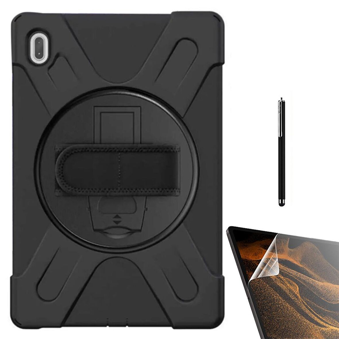 Gpack Samsung Galaxy Tab S7 Fe T737 Kılıf Defender Tablet Tank Koruma Standlı df33  Nano  Kalem
