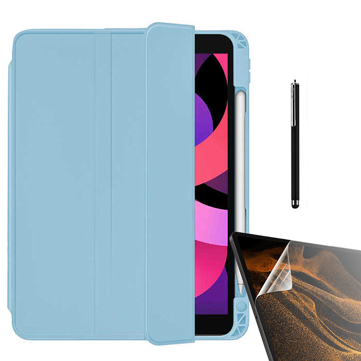 Gpack Apple iPad Pro 11 2021 3.Nesil Kılıf Kalem Bölmeli Arkası Şeffaf Standlı nt22  Nano  Kalem