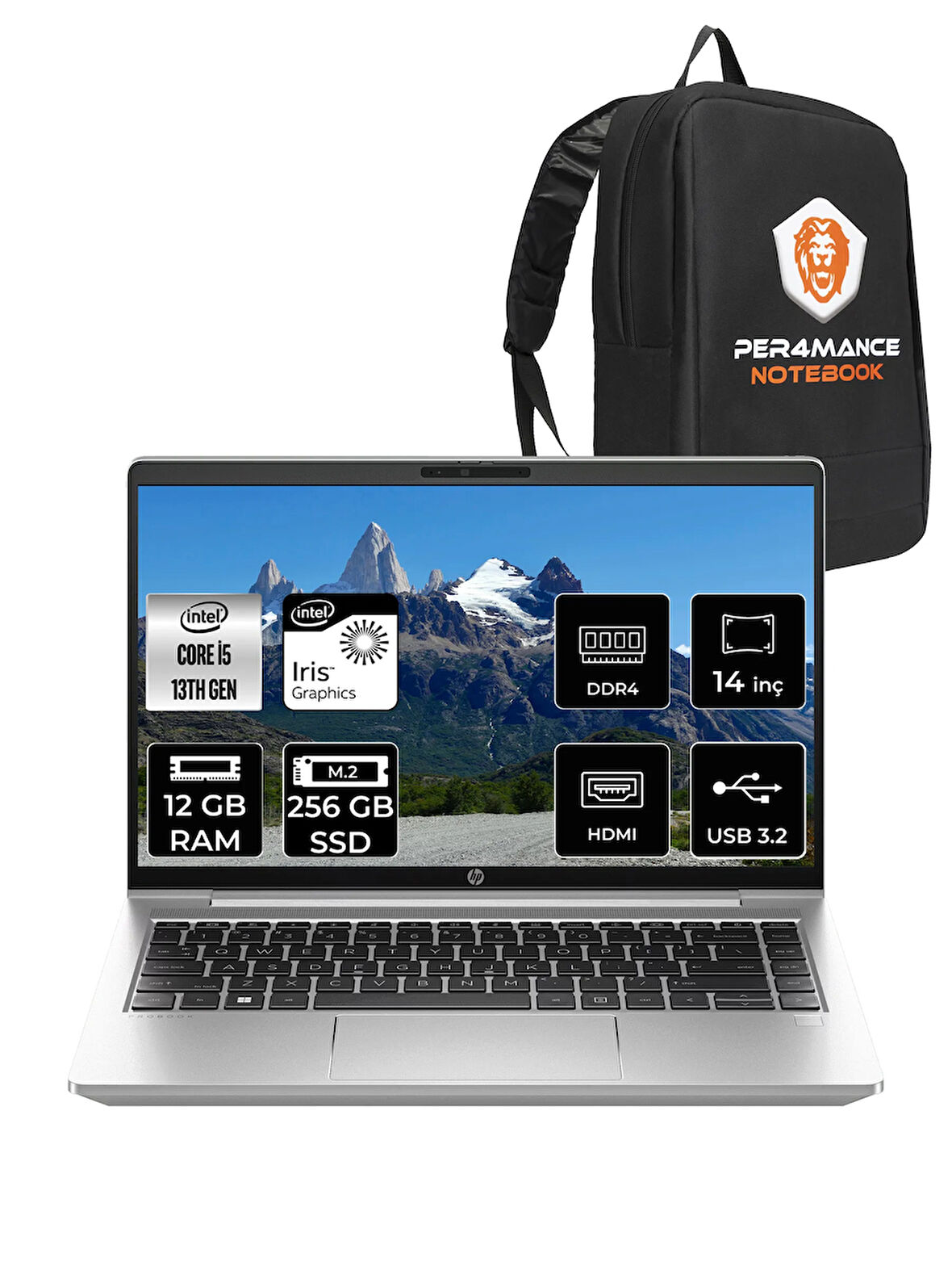 HP ProBook 440 G10 İ5 1334U 12GB RAM 256GB SSD 14'' FHD IPS FDOS Dizüstü Bilgisayar & PER4 ÇANTA 