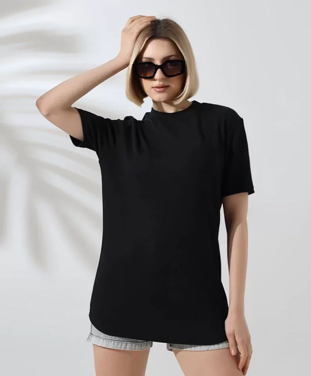 Unisex Bisiklet Yaka Slim Fit T-Shirt - Siyah