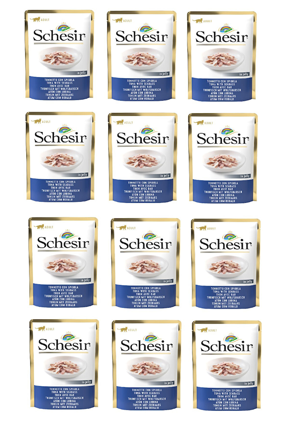 Schesir Pouch Ton Balıklı ve Levrekli Kedi Yaş Maması 85 Gr. X 12 Adet