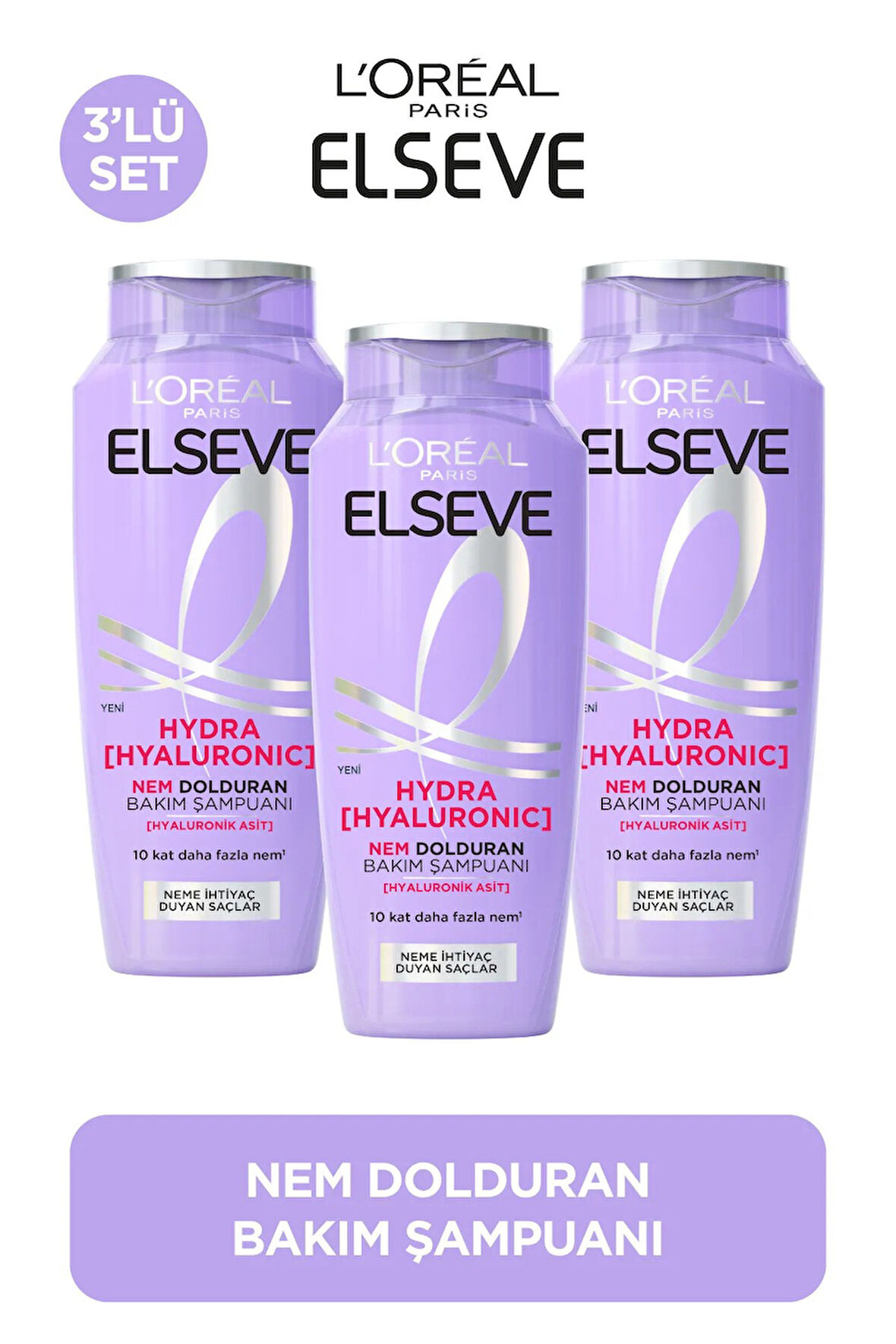 Elseve Hydra [hyaluronic] Nem Dolduran Şampuan 300 Ml 3'lü Set