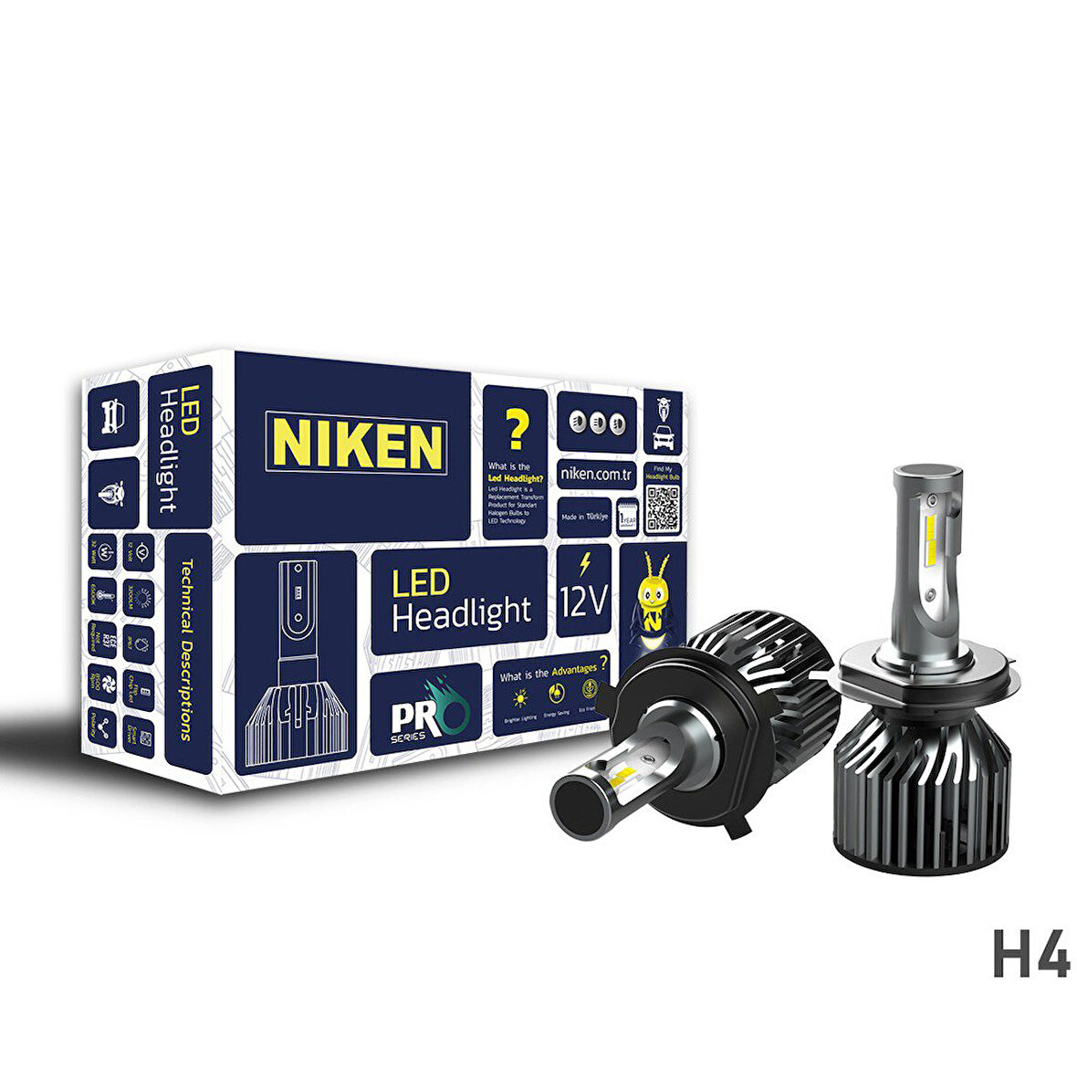 Niken Led Xenon Pro Serisi H4 Far Ampulü 2'Li Takım