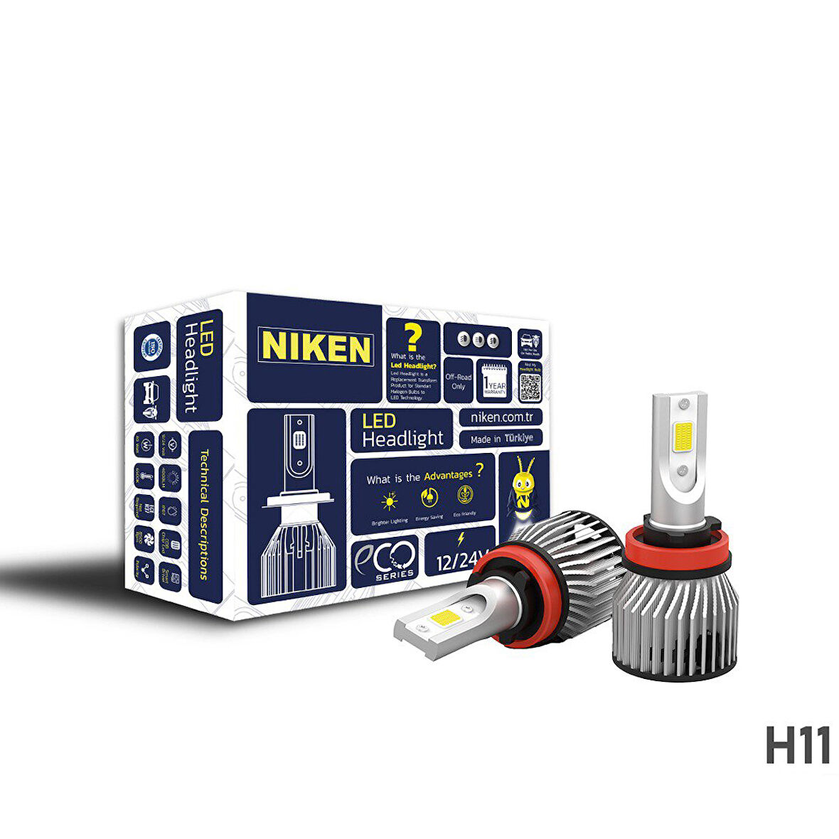 Niken Led Xenon Pro Serisi H11 Far Ampulü 2'Li Takım