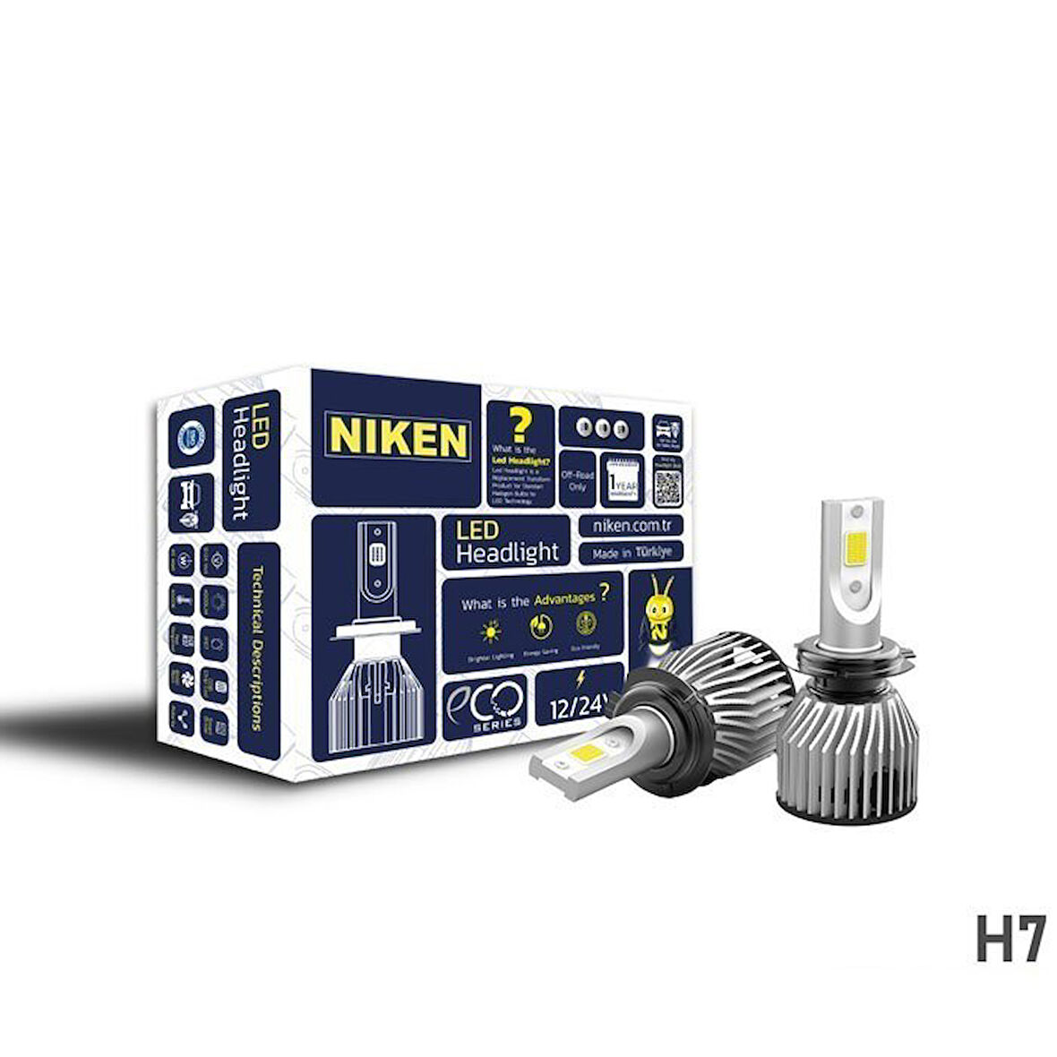 Niken Led Xenon Eco Serisi H7 Far Ampulü 2'Li Takım