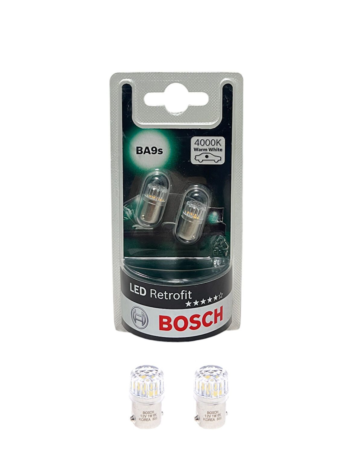 Bosch BA9S 12V 1W T4W 4000 Kelvin Sıcak Beyaz Led Redrofit Gösterge, Tavan Ampulü 2'li Takım