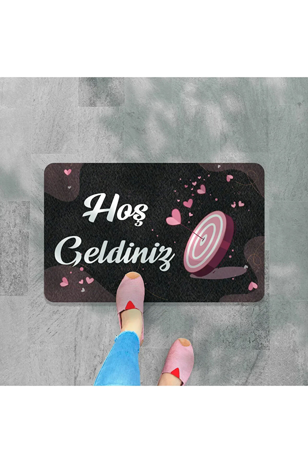 hoş geldiniz yazılır Dekoratif Dış Kapı Önü ve Iç Mekan Paspası yıkanabilir