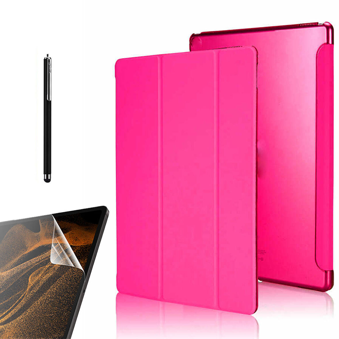 Gpack Apple iPad Pro 12.9 2021 5.Nesil Kılıf Smart Cover Kapaklı Standlı Uyku Modlu sm3  Nano  Kalem