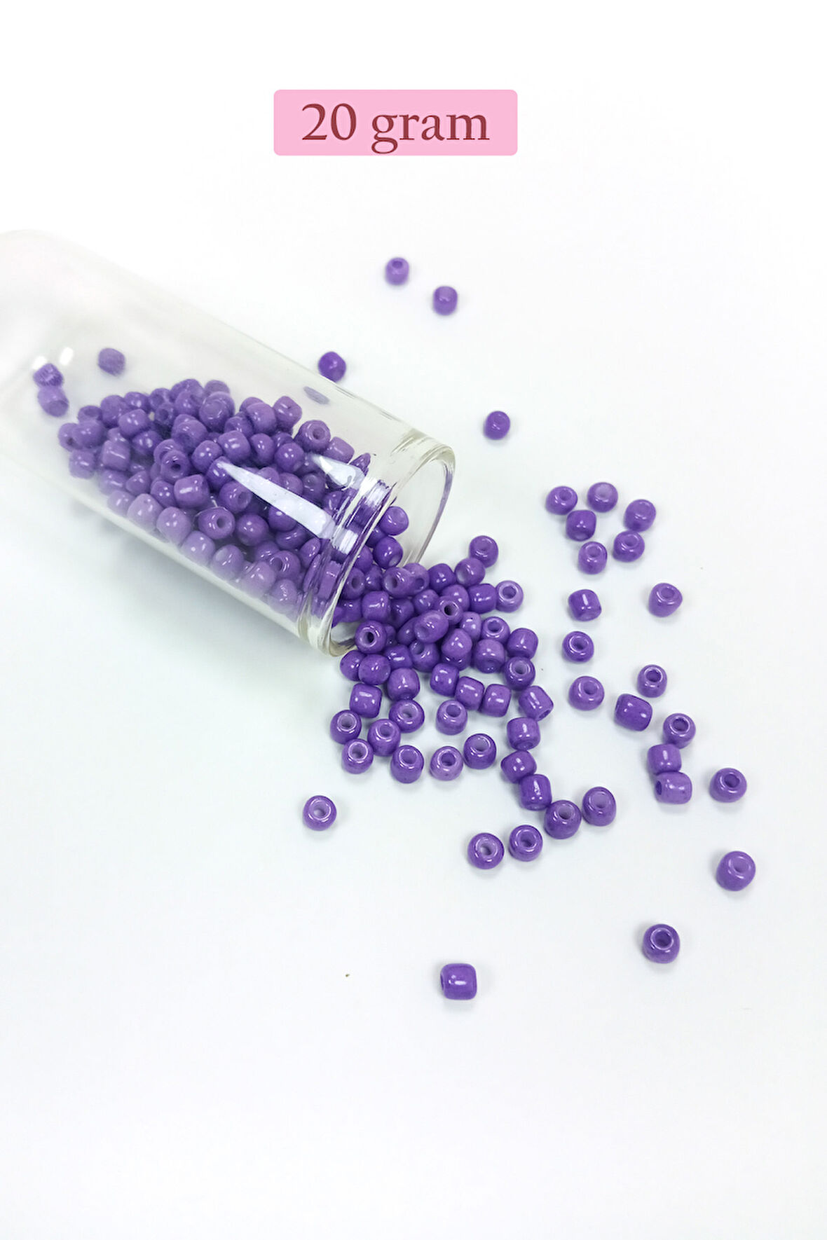 Dökme Cam Kum Boncuk Büyük Boy (6/0) 4 mm - 20 Gram - Mor - BNC080