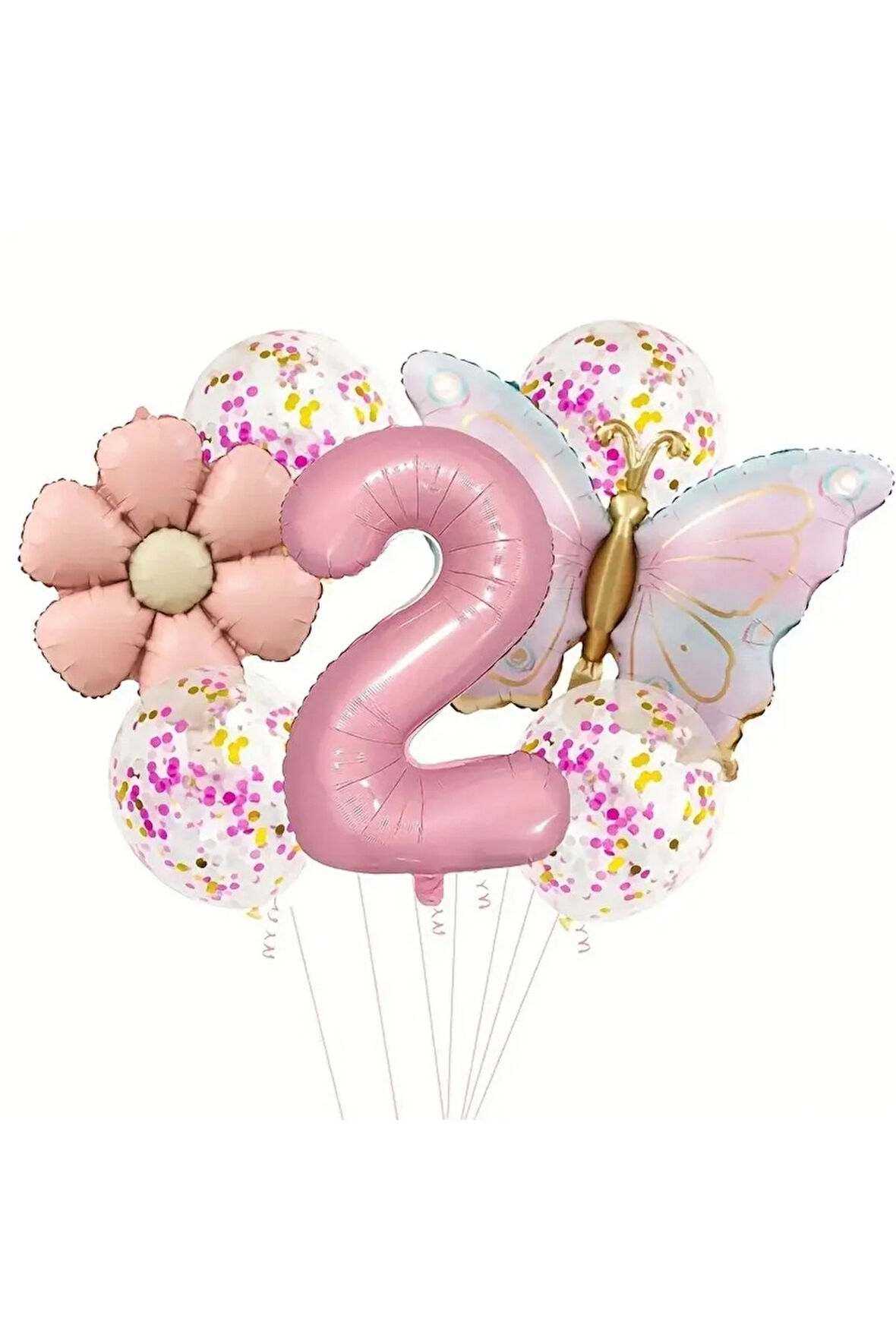 MAKARON KELEBEK FOLYO PAPATYA YAŞ BALON SET
