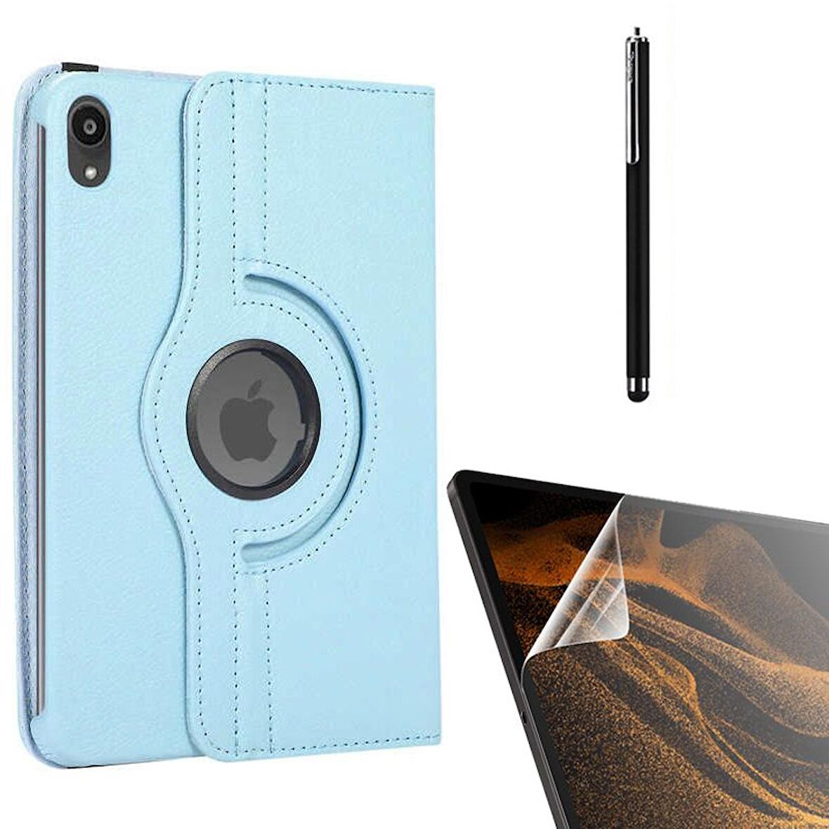 Gpack Apple iPad Mini 2021 6.Nesil Kılıf Kapaklı Standlı 360 Dönebilen Koruma dn11  Nano  Kalem