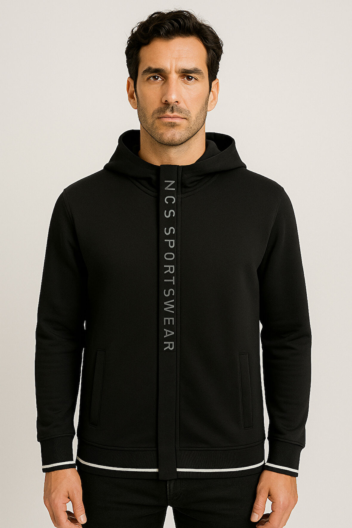 Erkek Sweatshirt Kapüşonlu Siyah 1657