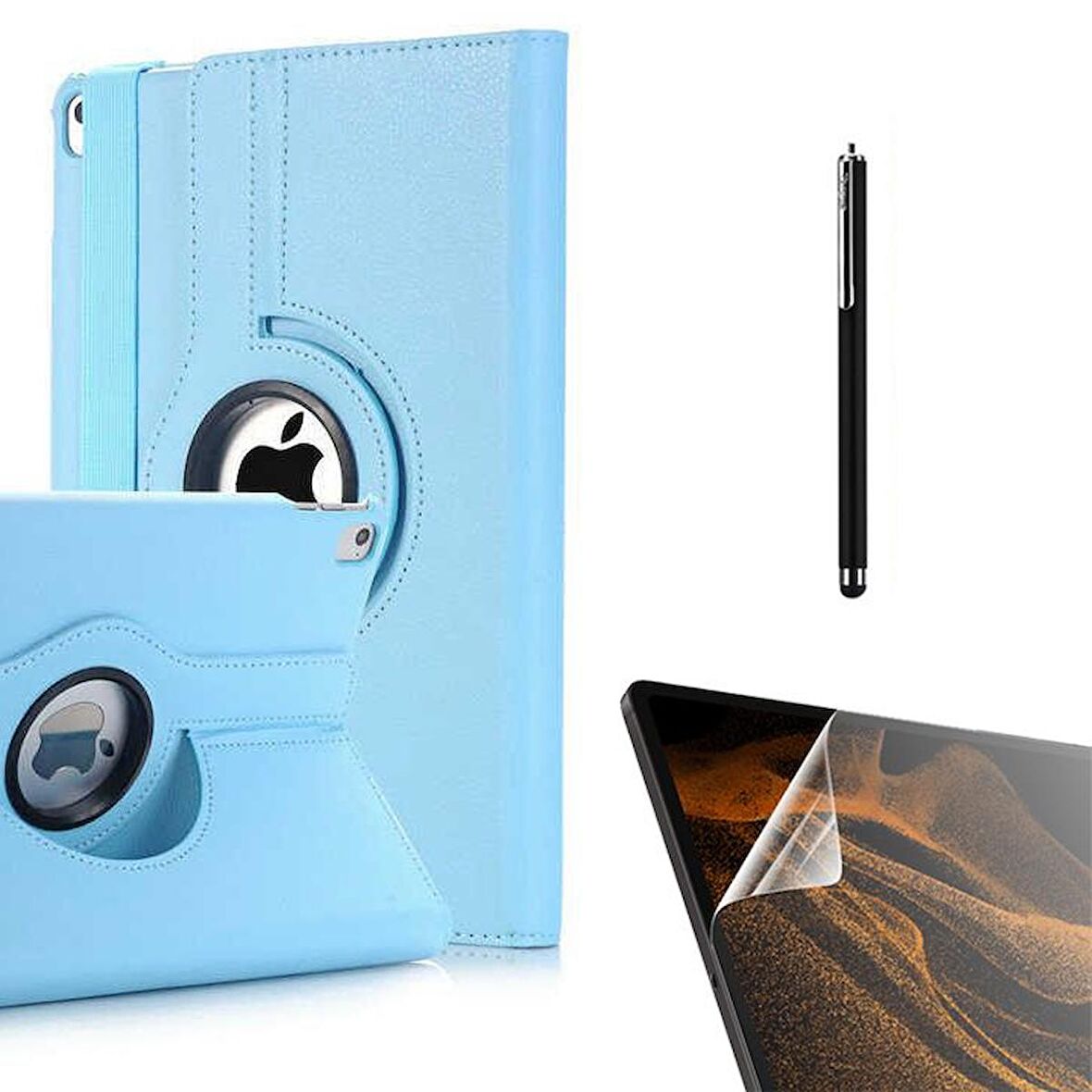 Gpack Apple iPad 9.7 2017 5.Nesil Kılıf Kapaklı Standlı 360 Dönebilen Koruma dn22  Nano  Kalem