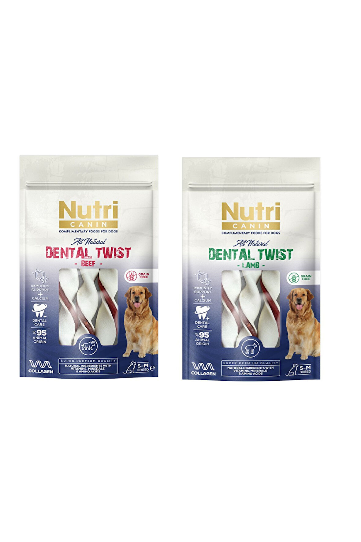 Nutri Canin Dental Twist 2 Çeşit Karma S-M Irk İçin Köpek Ödülü 80 Gr. X 2 Adet