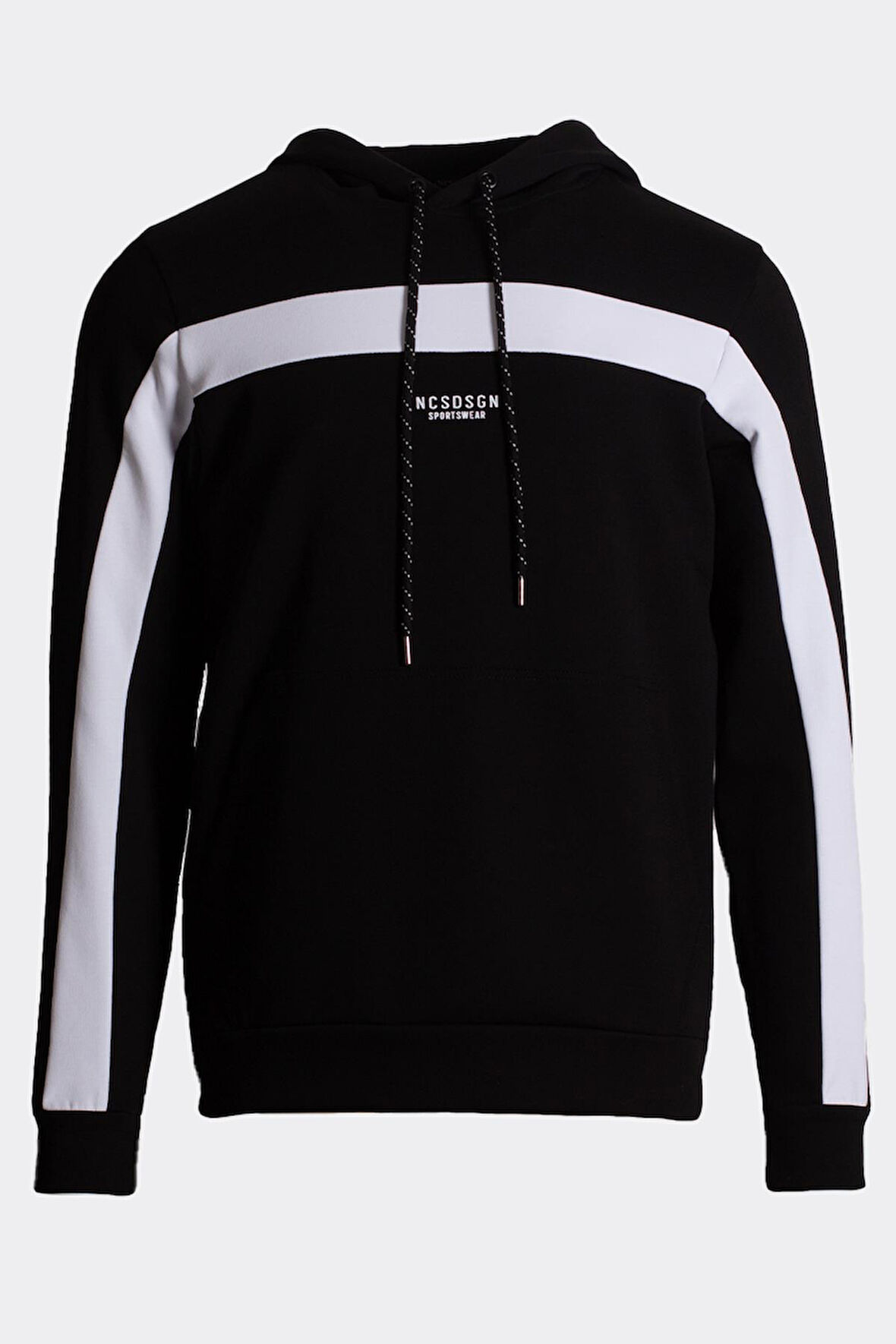 Erkek Sweatshirt Kapüşonlu Yan Fermuar Detaylı Sportswear Siyah 1658