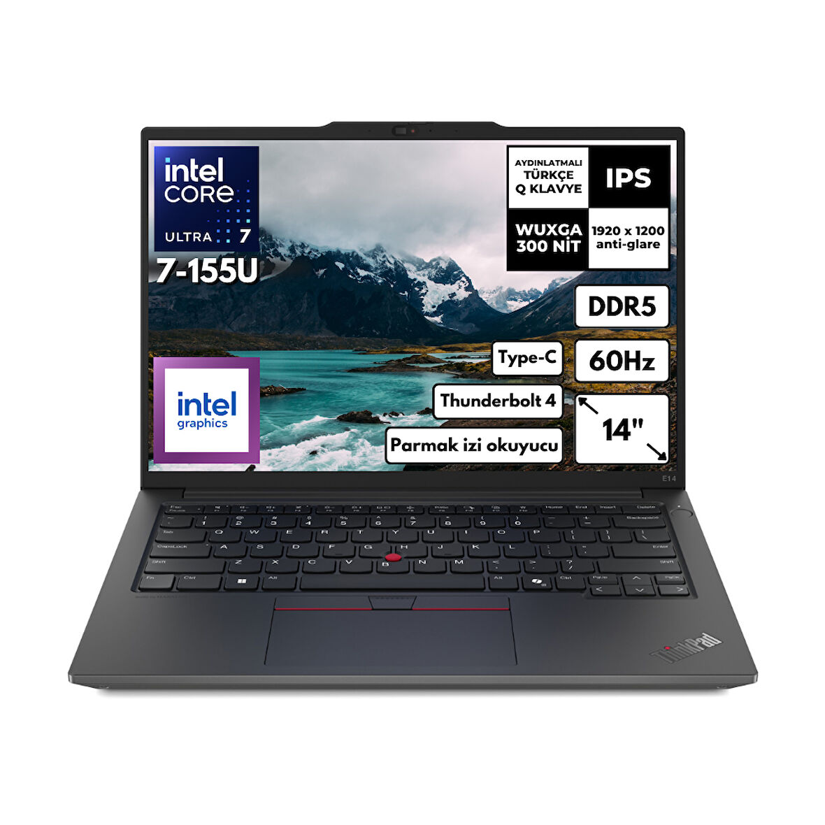 Lenovo ThinkPad E14 G6 Ultra 7-155U 24-GBDDR5 512 GB SSD Intel Graphics 14" WUXGA Windows 11 Pro Taşınabilir Bilgisayar 21M8SALR27 BT80